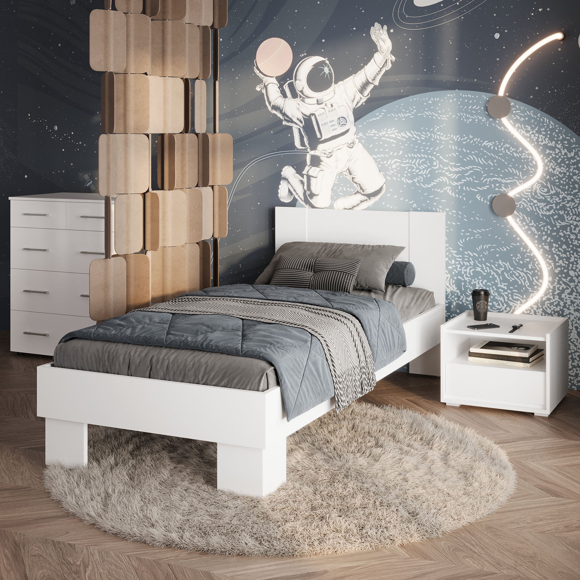 Кровать Мартина 90x200 белый Lazurit км0223