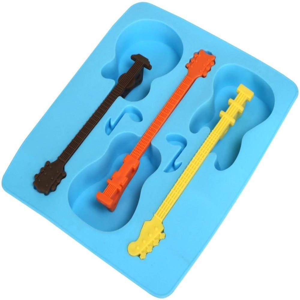 Blue Guitar Ice Mould Silicone Guitar Chocolate Mold Durable Ice Cube Tray  Music Themed Party blue JTRedfswe