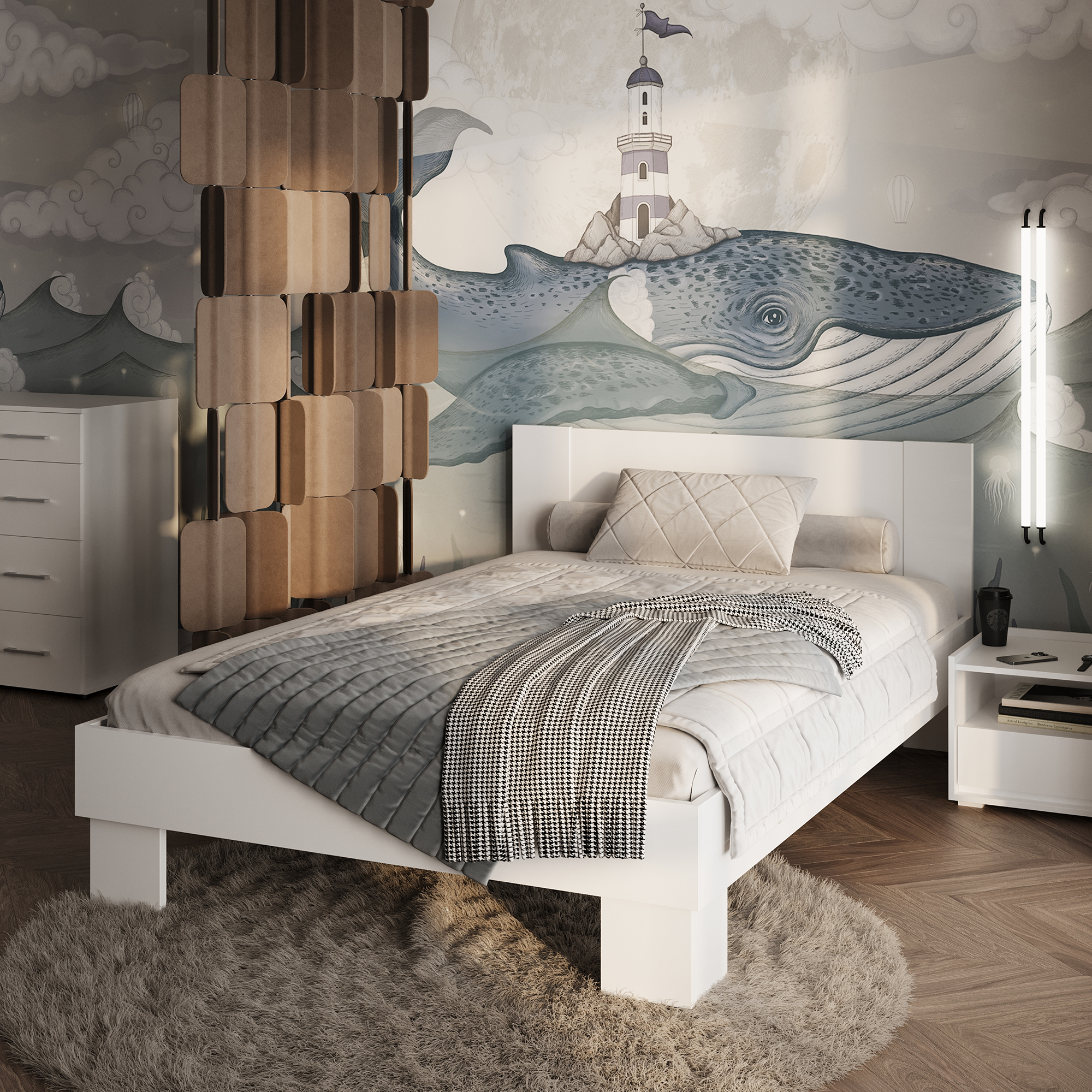 Кровать Мартина 140x200 белый Lazurit 4040
