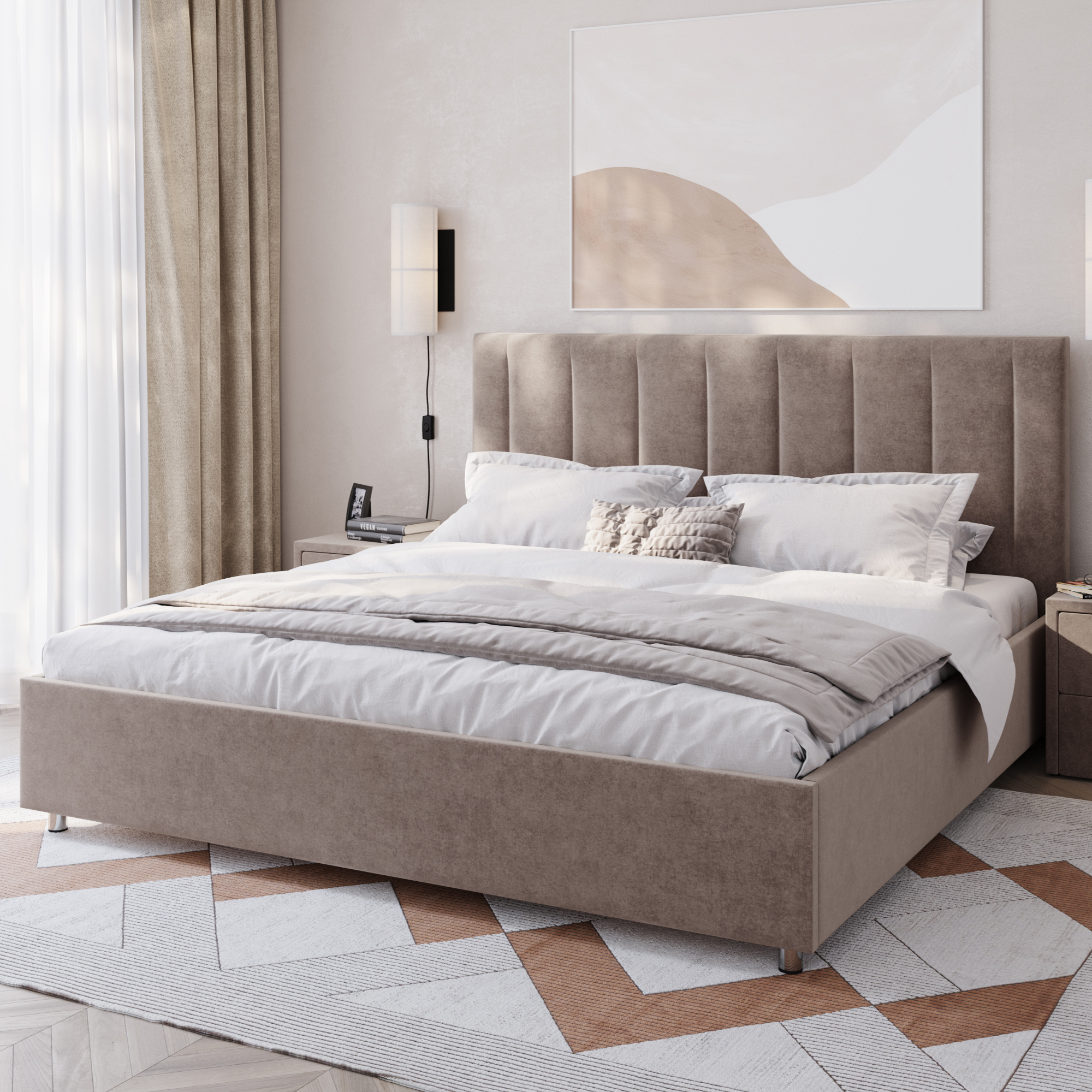 Кровать Альфа 200x200 Велютто 52 Lazurit 2209