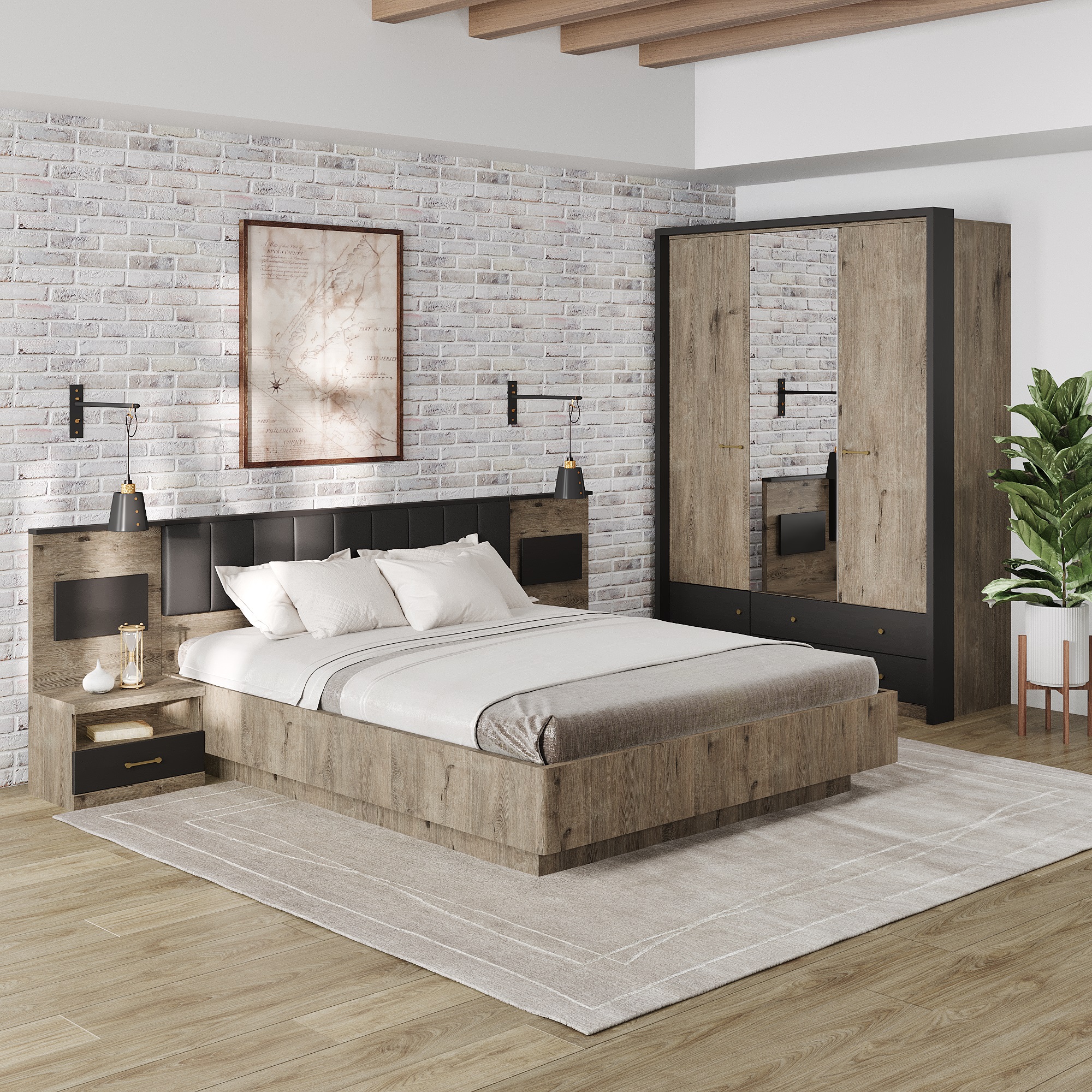 Комплект для спальни «Дениз» с кроватью 160 x 200 см Lazurit Компл.Дениз 001