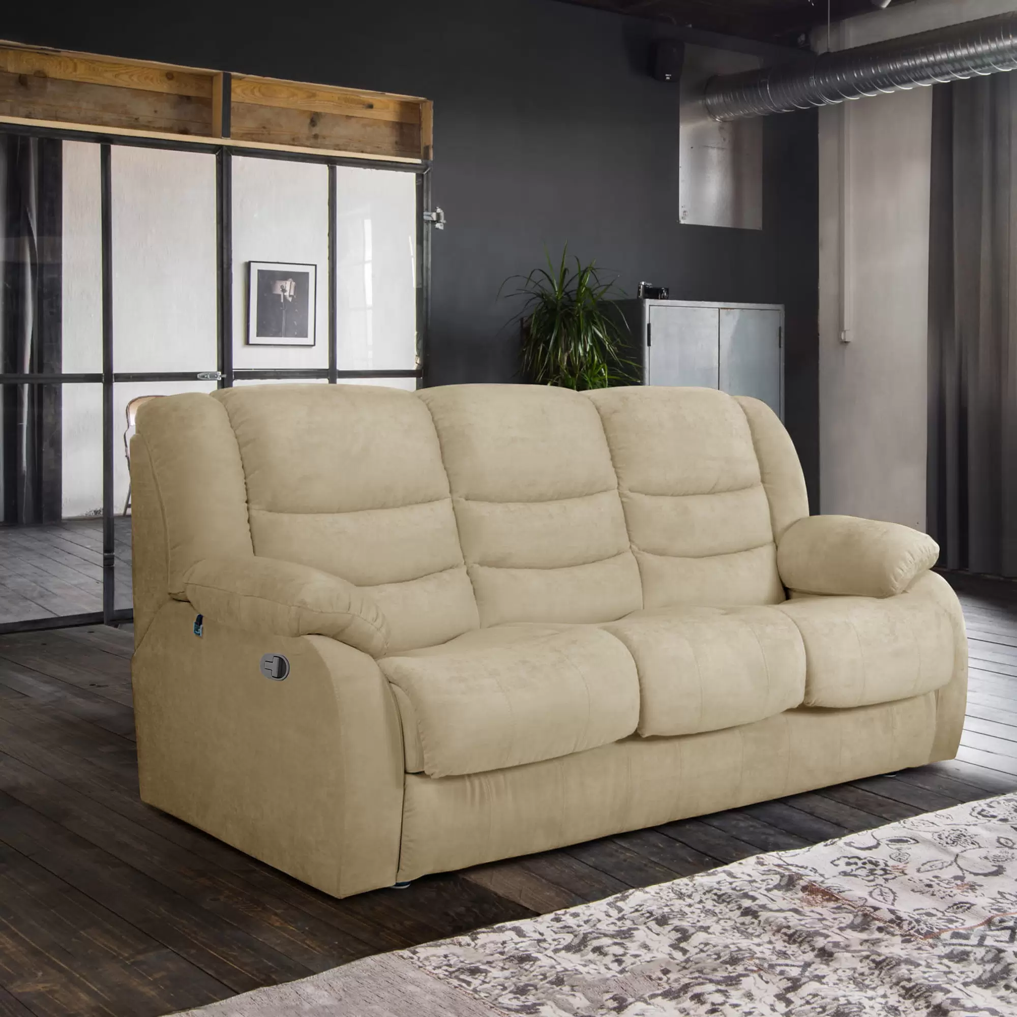 Диван 3-местный с двумя механизмами «Реклайнер» Ридберг Lazurit дРД02