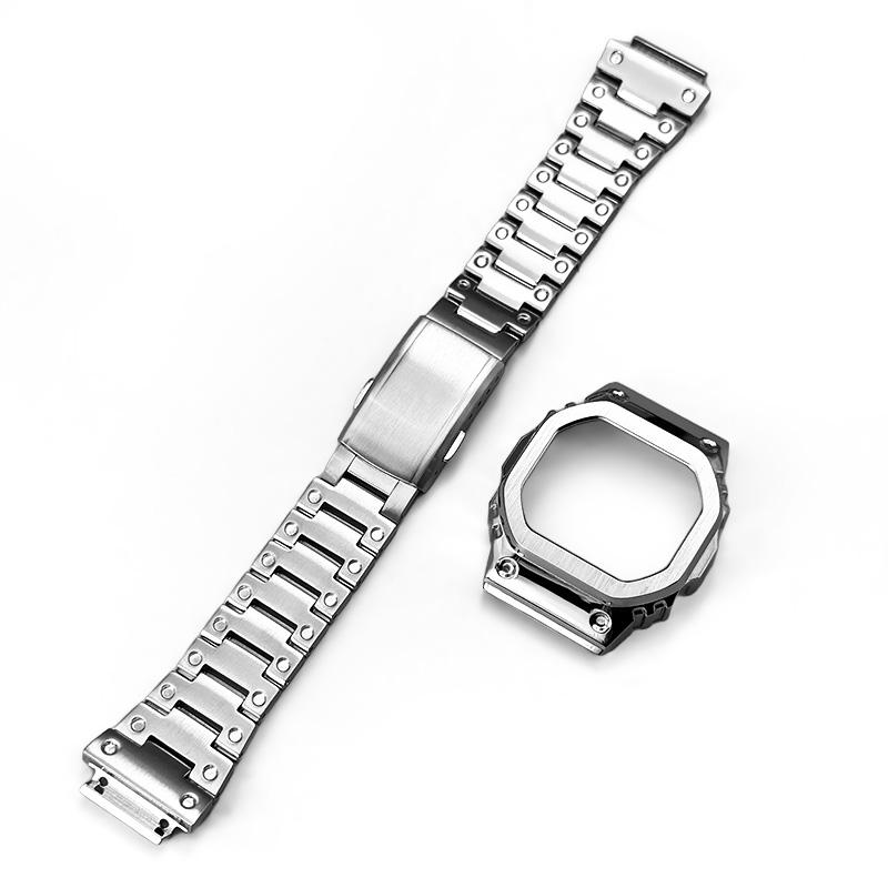 для Casio G-Shock DW-H5600 Набор корпуса и ремешка для часов из металла с ретро-узором, Модифицированный браслет из нержавеющей стали, Аксессуары в винтажном стиле DW-H5600 white PulsePeak