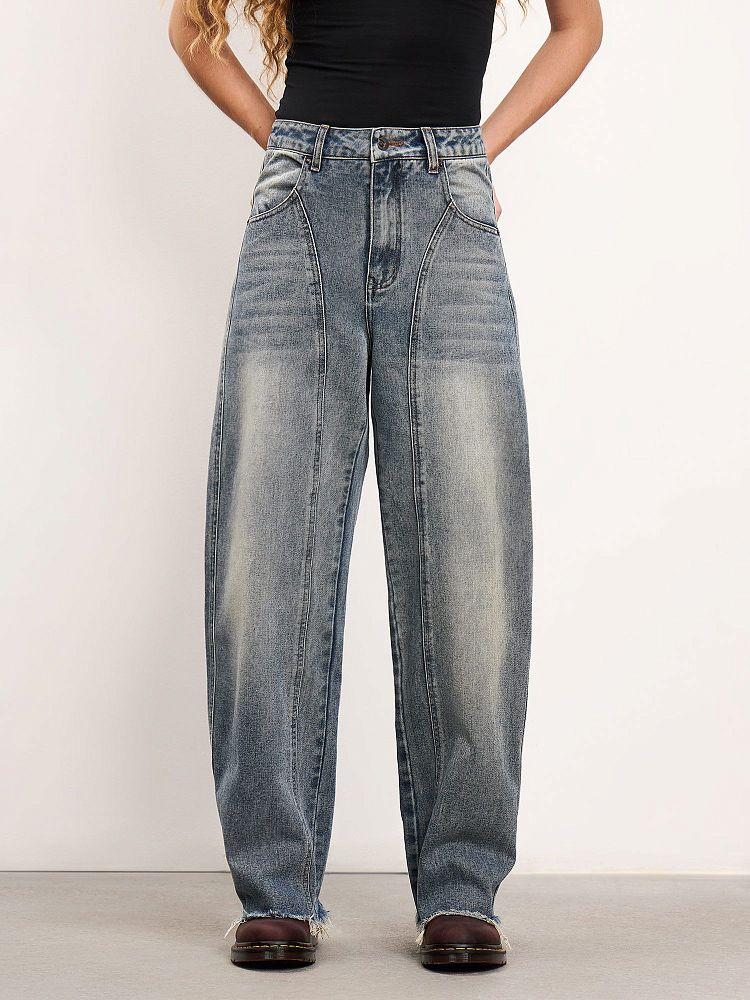 Женские джинсы  Barrel Leg Washed Jeans STREETBEAT SBW-JNSF605-D0-M