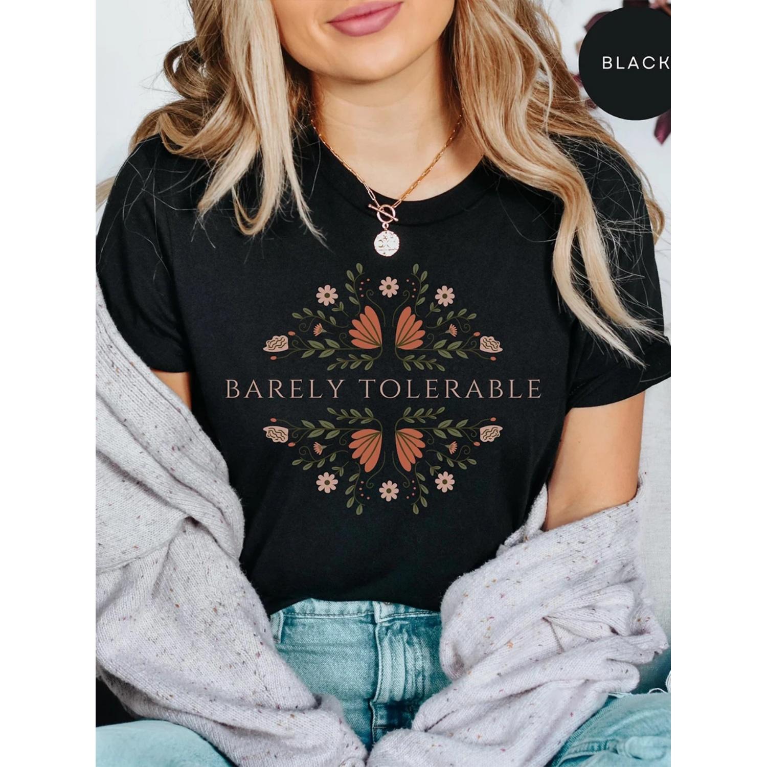 Barely Tolerable Pride And Prejudice Jane AustenTee Book Lover Gift Unisex Tee Cotton Shirt Fantasy Apparel Y2K Top Streetwear S чёрный OpenAir