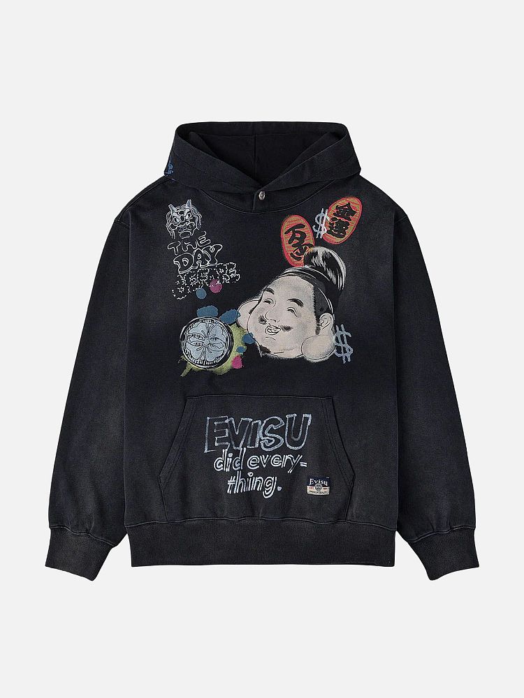 Мужская худи Heritage Godhead Printed Hoodie Evisu 2ESHTM6SW1065-CHRCL-M