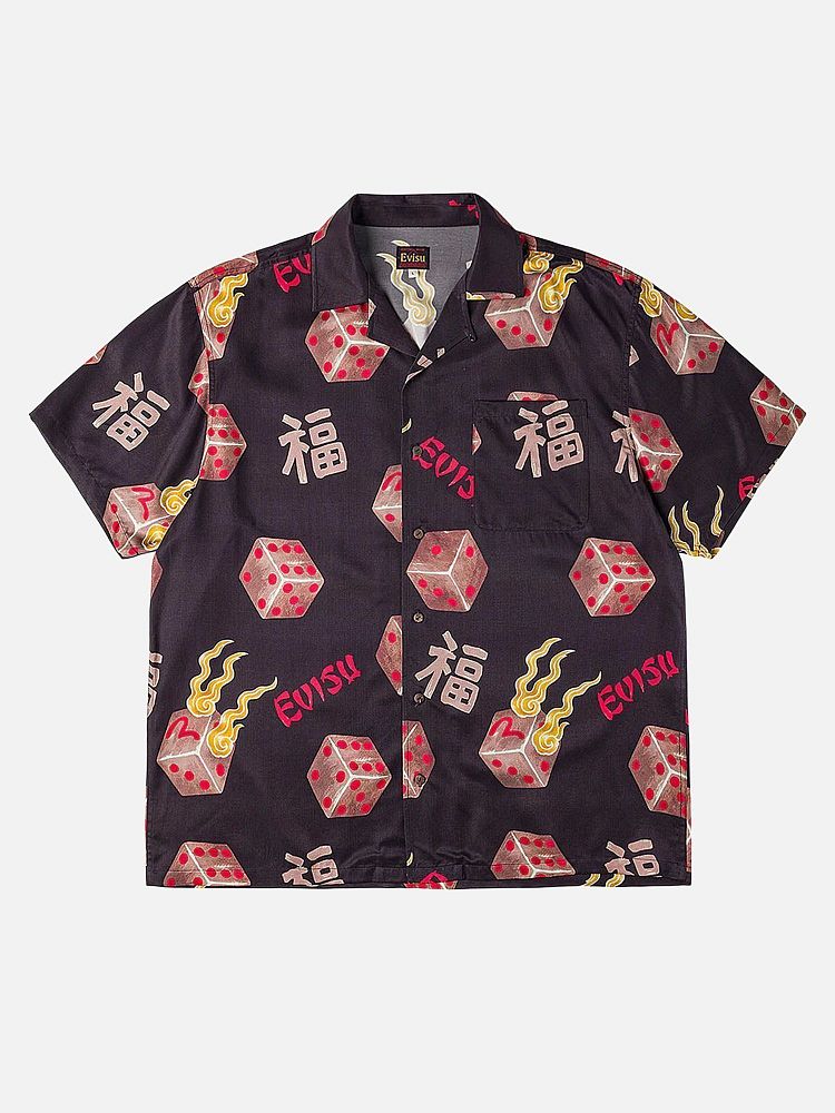 Мужская рубашка Allover Printed Camp Shirt Evisu 2ESEJM6SS6005-BLACK-M