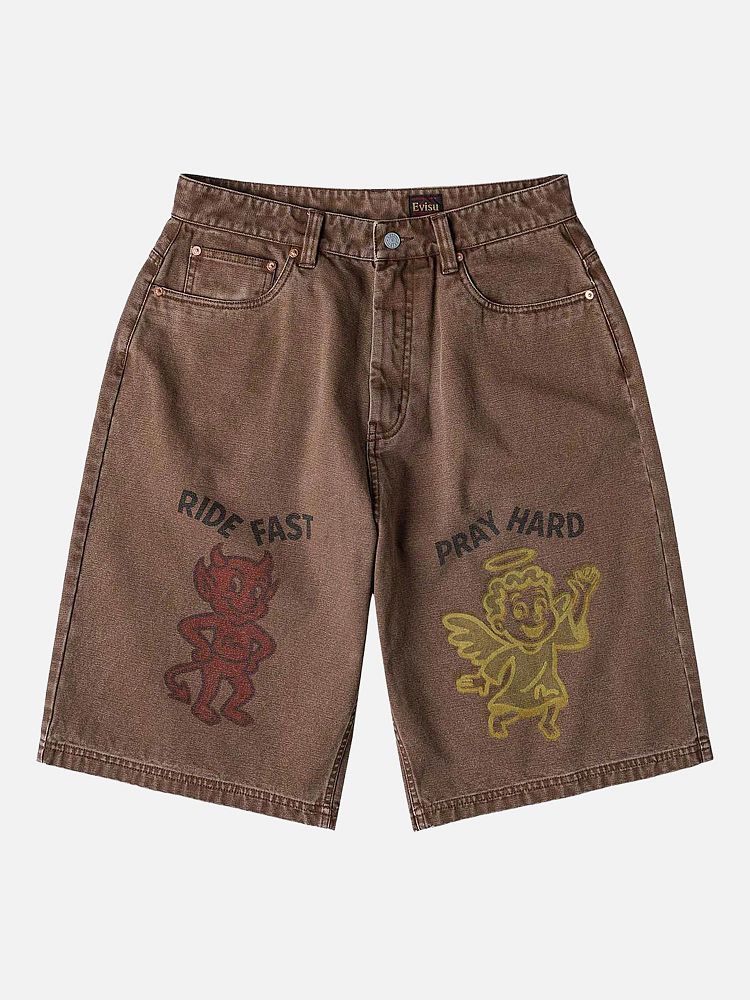 Мужские шорты Washed Wide Wale Shorts Evisu 2ESEJM6SH6011-BROWN-XL
