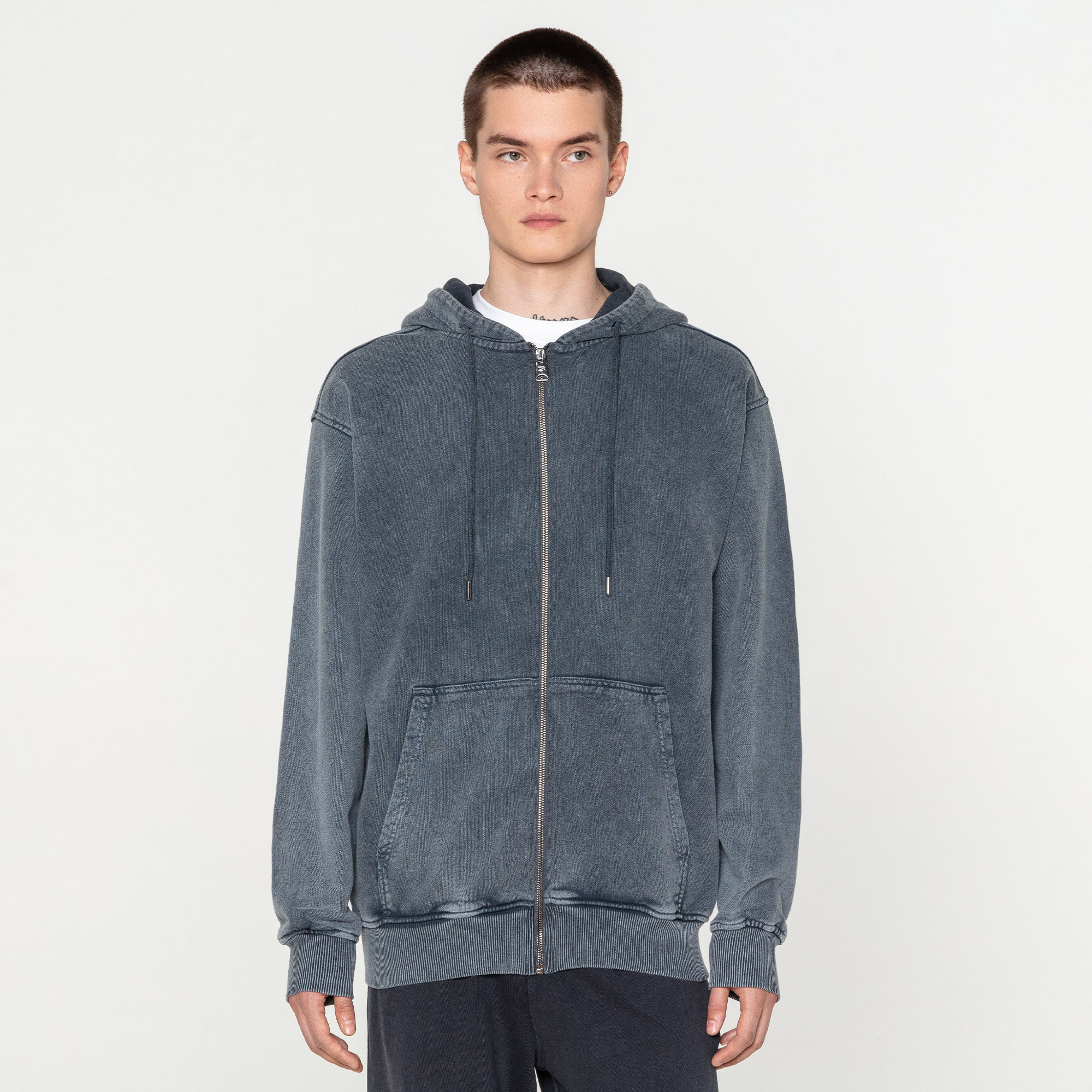 Мужская толстовка Washed French Terry Full Zip Hoodie STREETBEAT SBM-HDFZ0007-091-M