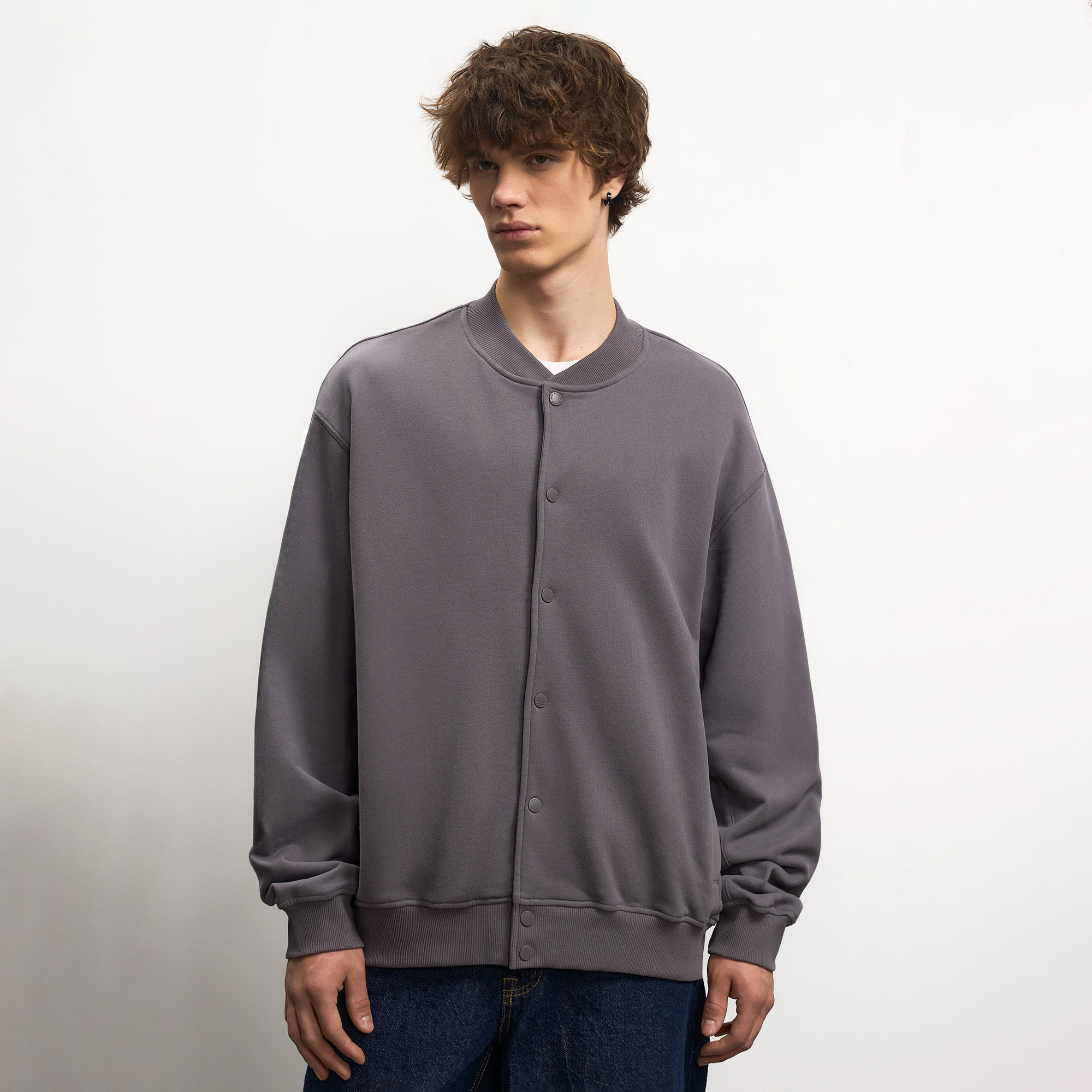 Мужской бомбер Button French Terry Hoodie STREETBEAT SBM-FZ0002-902-L