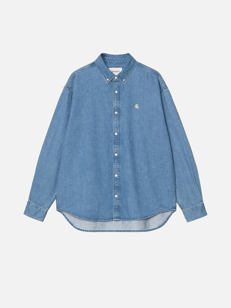 Мужская рубашка Lucas Shirt Carhartt WIP I034525-BLUESTWSH-XXL