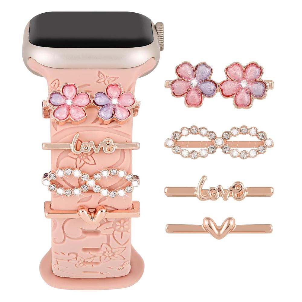 Шармы для ремешка Apple Watch Серия 9 8 7 6 5 4 SE 38 42 40 49 41 45 44 мм Декоративное кольцо Galaxy Watch 4 5 6 7 Аксессуары для ремешка beige Aura Living