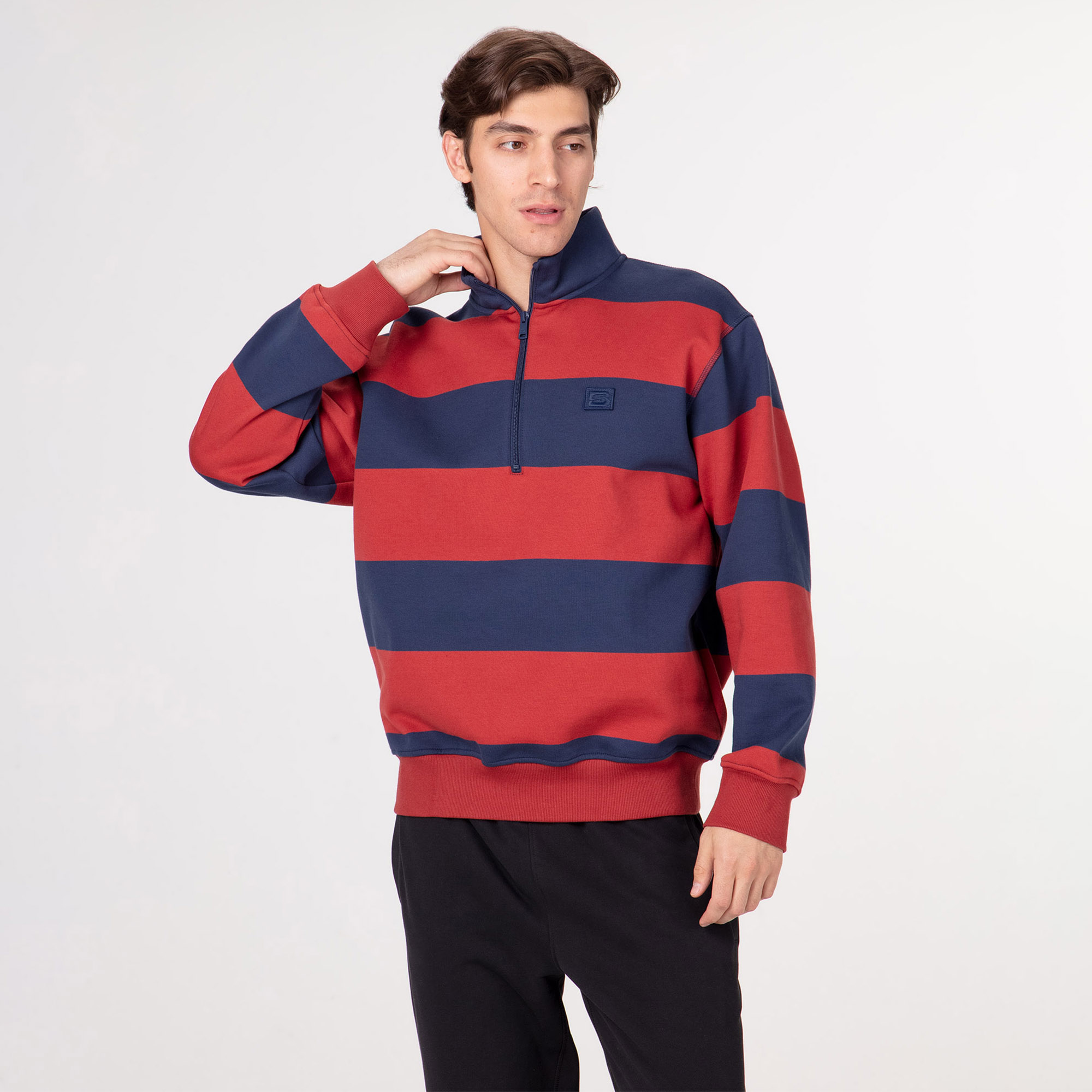 Мужской свитшот Street Beat Half Zip Striped Fleece Pullover STREETBEAT SBM-CRWHZ0002-680-S