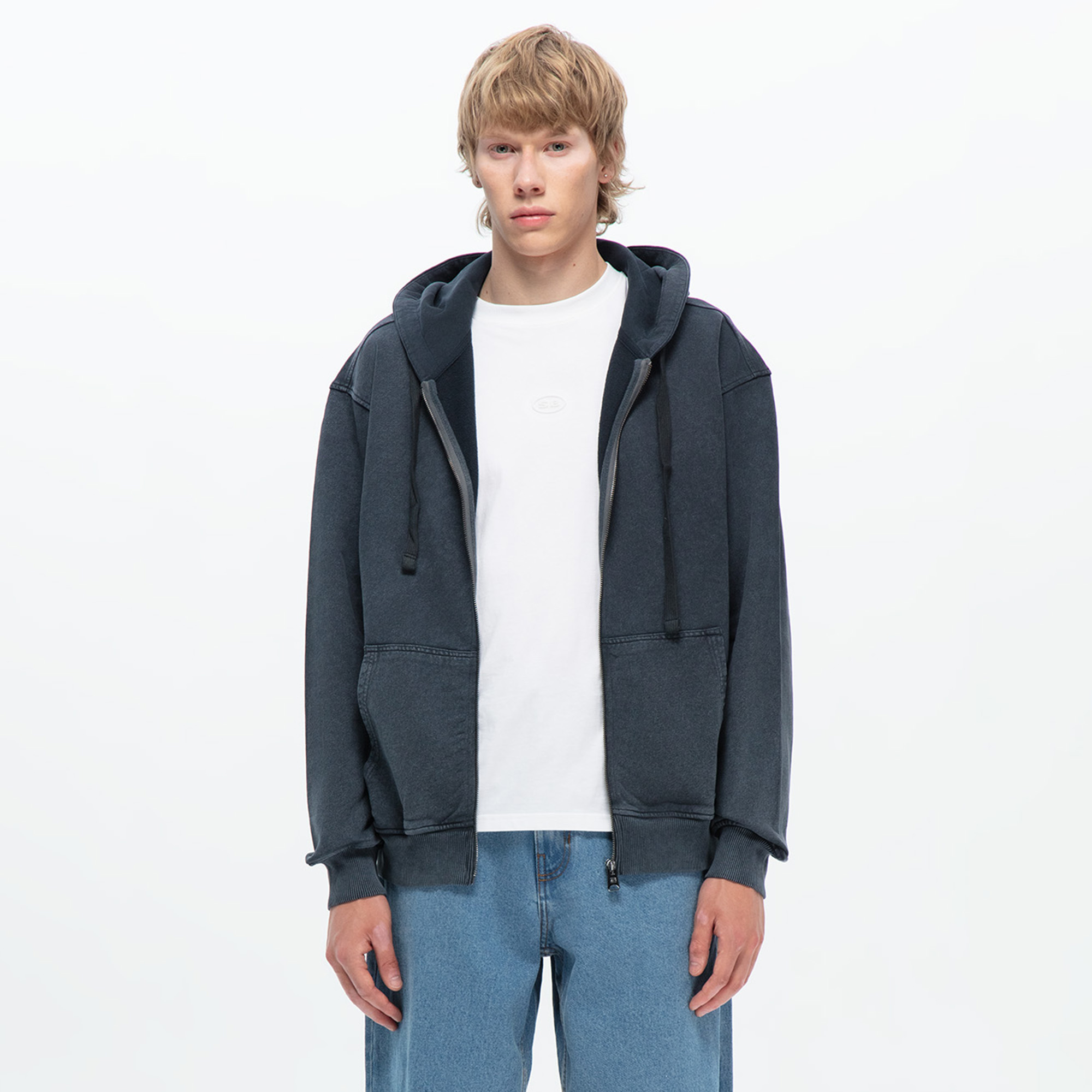 Мужская толстовка Washed French Terry Full Zip Hoodie STREETBEAT SBM-HDFZ0007-901-M