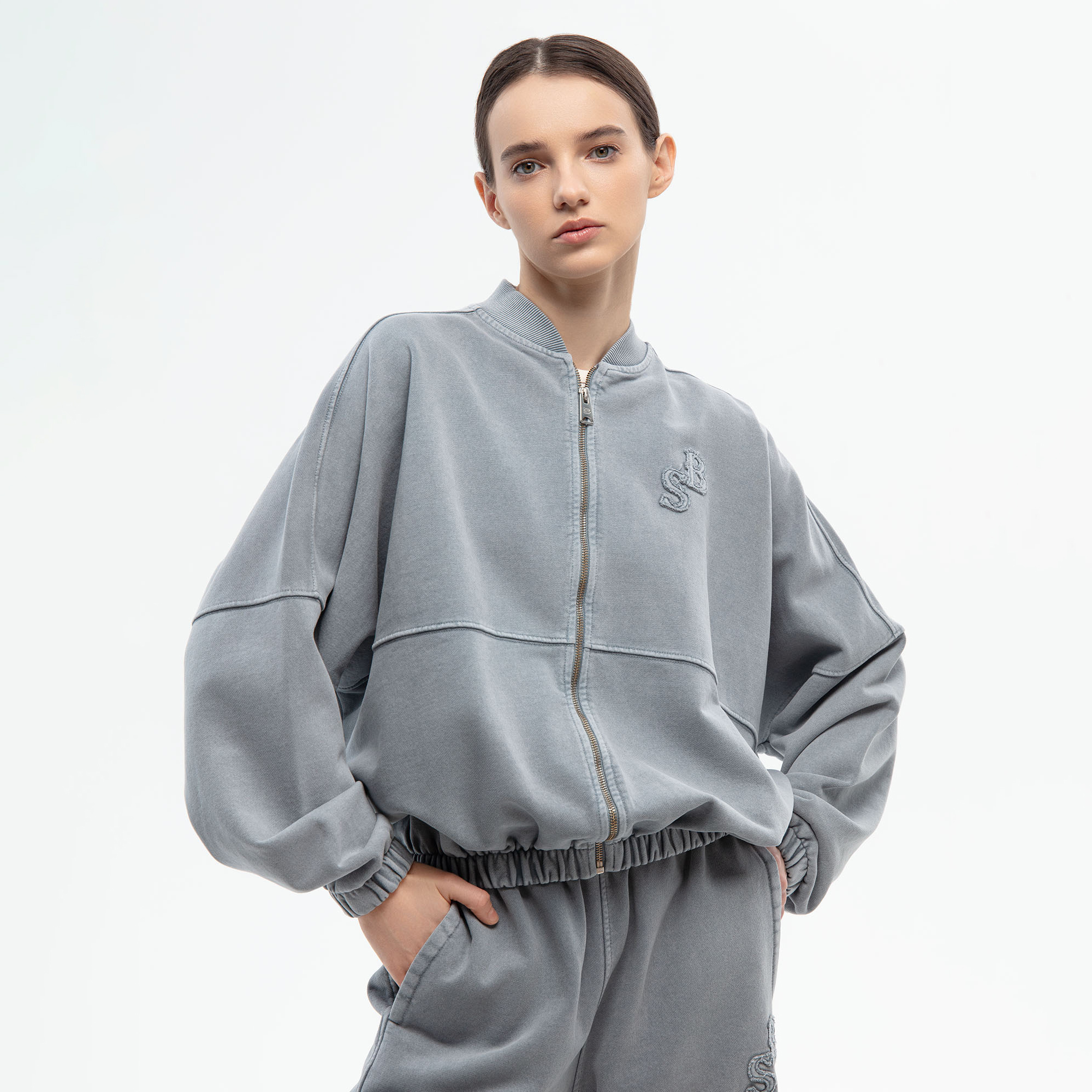 Женская толстовка Washed French Terry Full Zip Hoodie STREETBEAT SBW-FZ0102-403-M