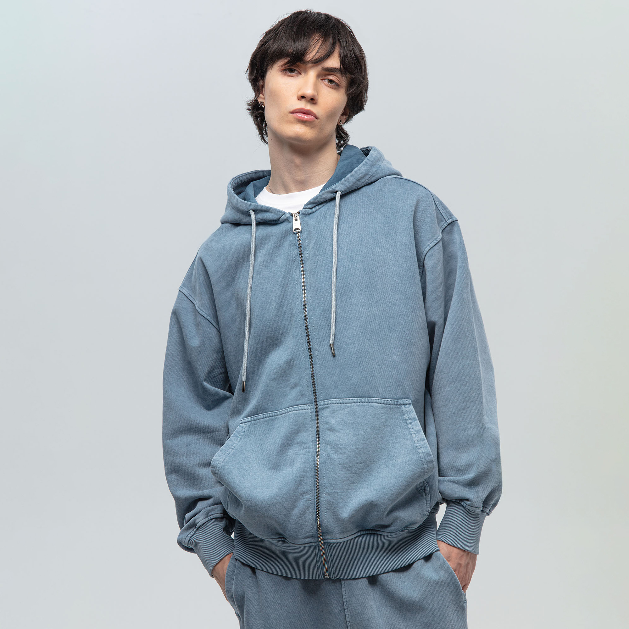 Мужская толстовка Washed French Terry Full Zip Hoodie STREETBEAT SBM-HDFZ0007-404-XL
