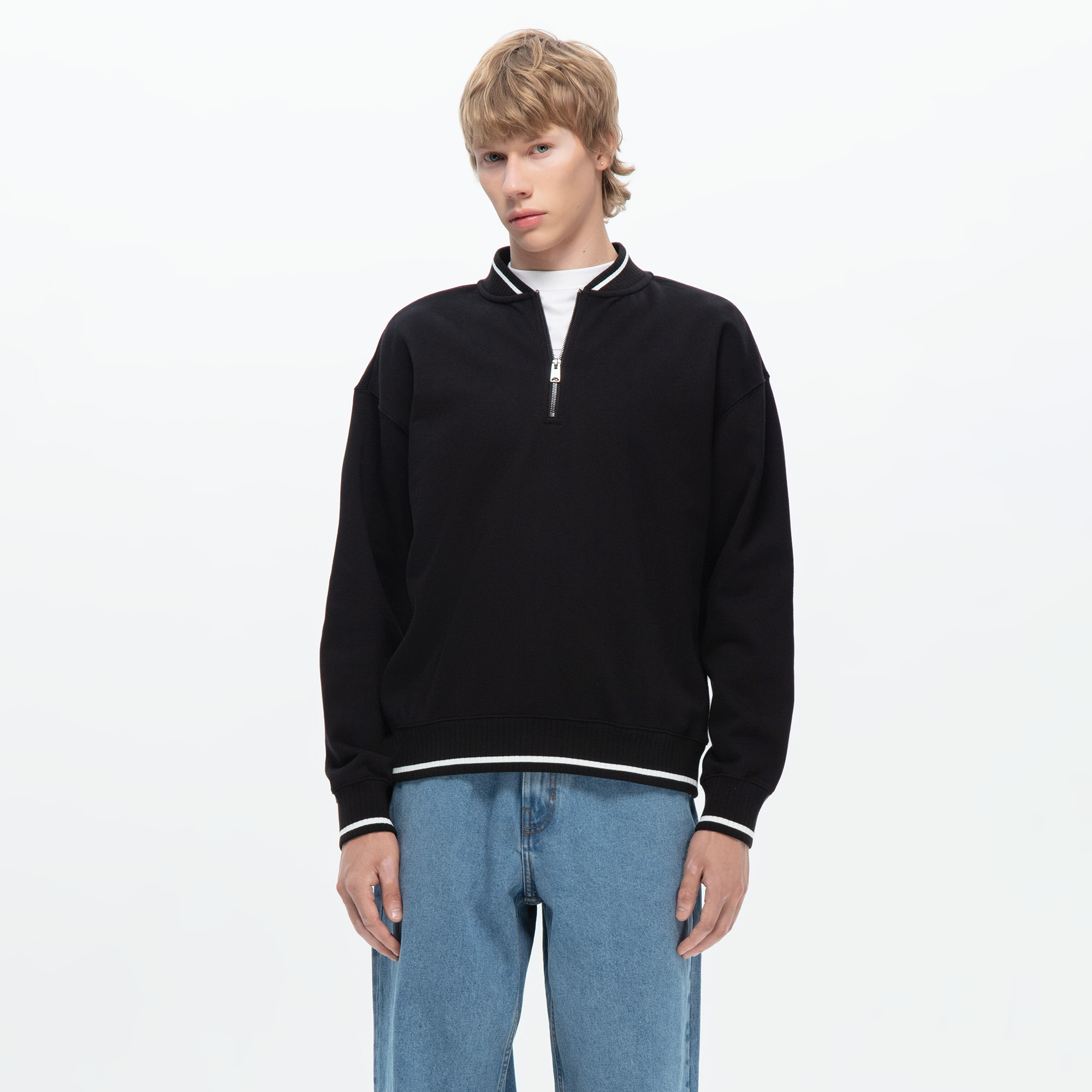 Мужской джемпер French Terry Half Zip Crew STREETBEAT SBM-CRWHZ0004-001-M