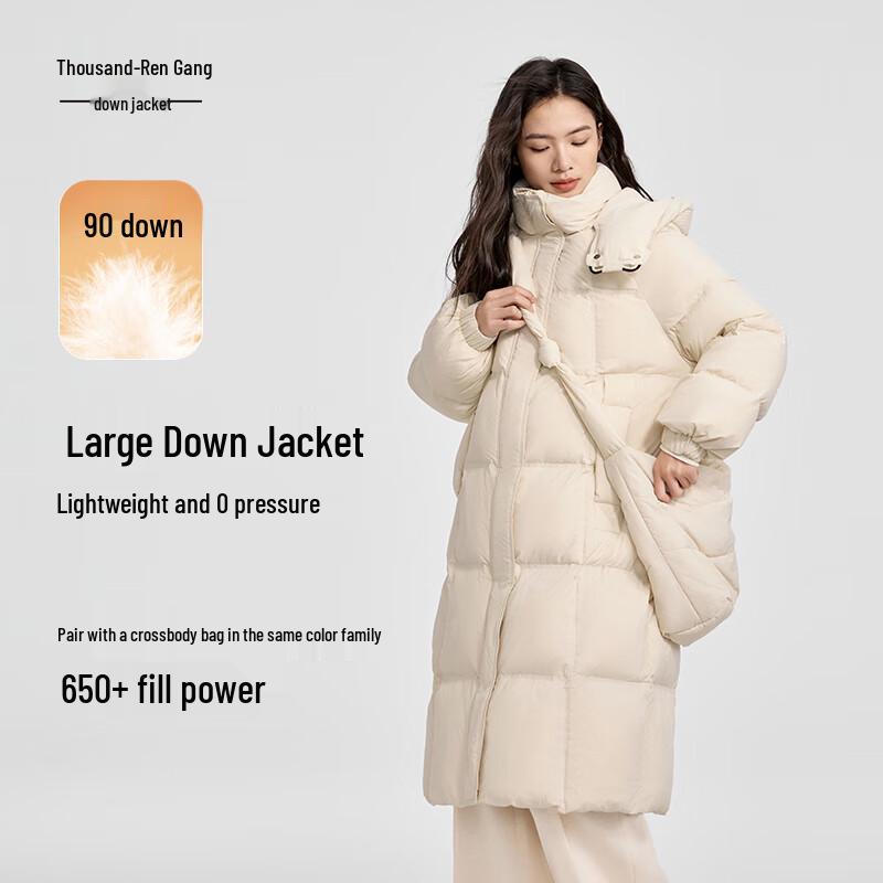 Женский пуховик средней длины Qianrengang в стиле Лю Тао S beige JDST online