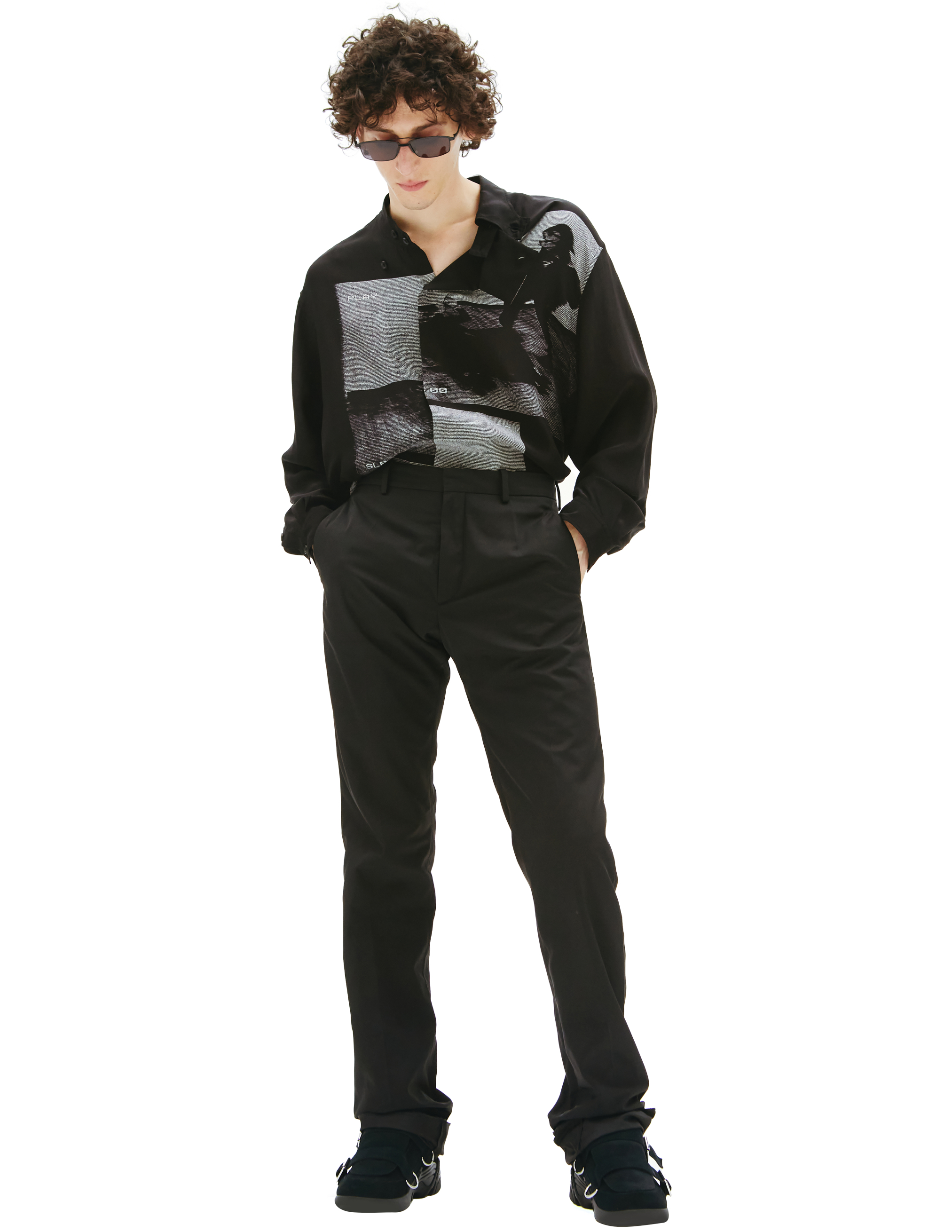 Черные расклешенные брюки Raf Simons 211-M340-30060-0099