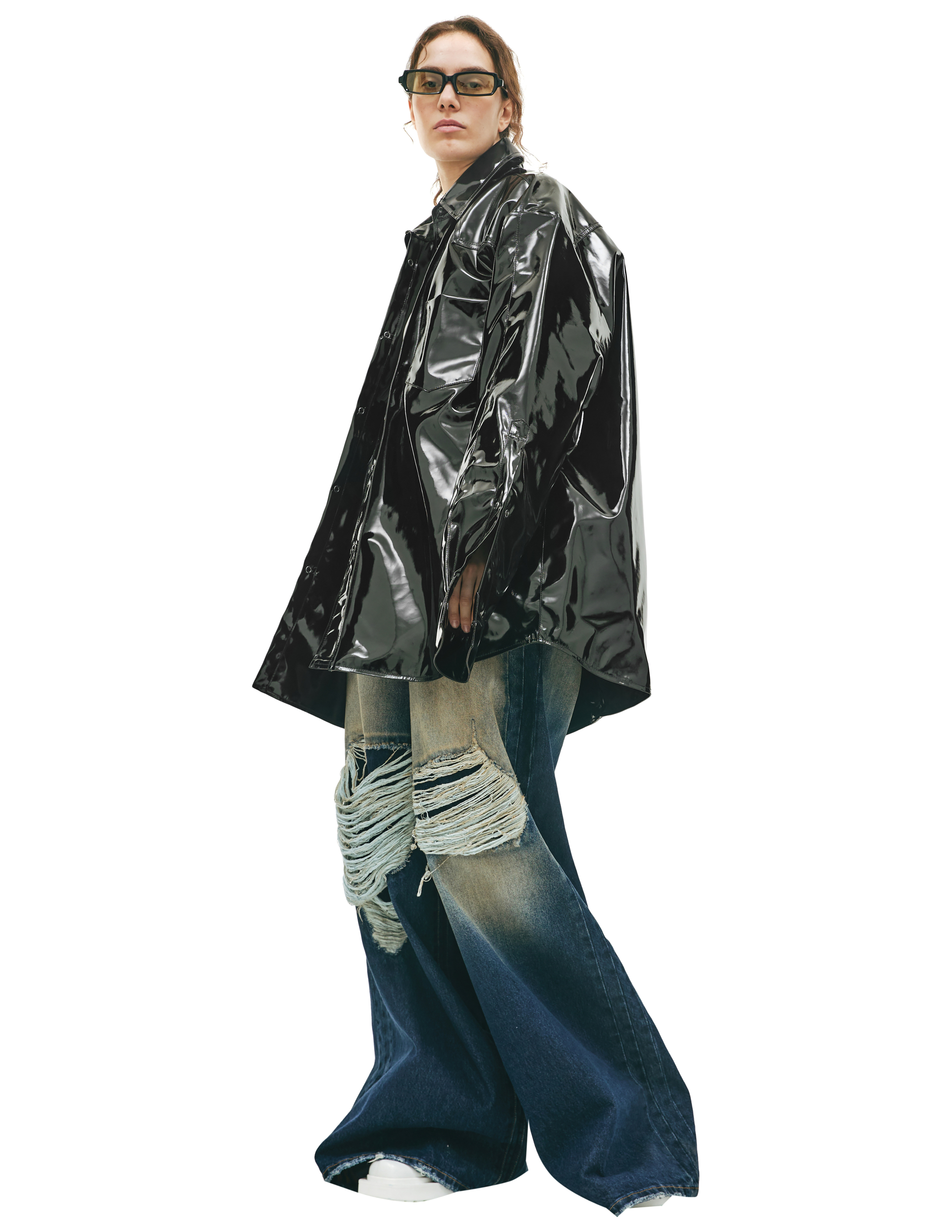 Лакированная рубашка на кнопках VETEMENTS UE63SH305B/5001