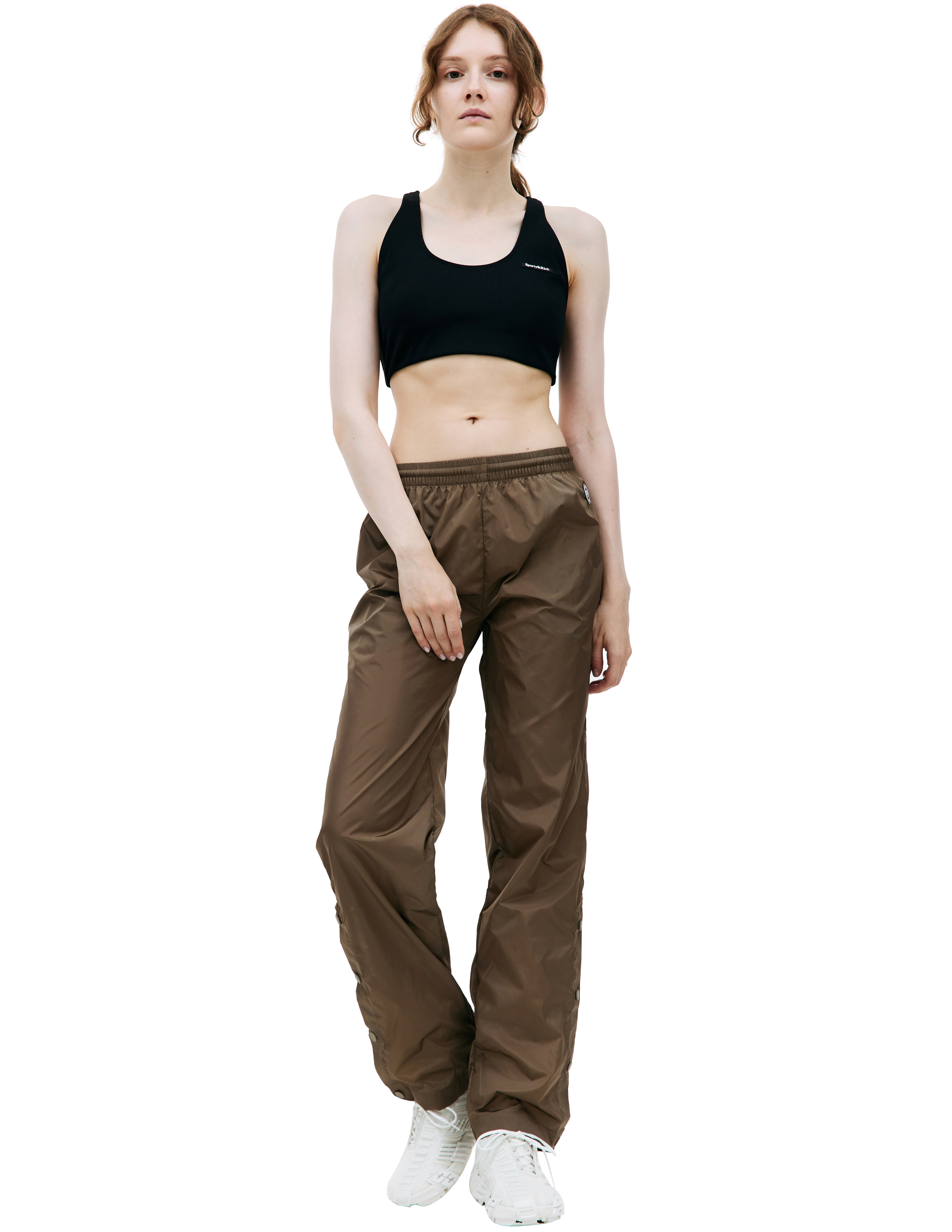 Коричневые брюки с кнопками SPORTY & RICH PA862ES