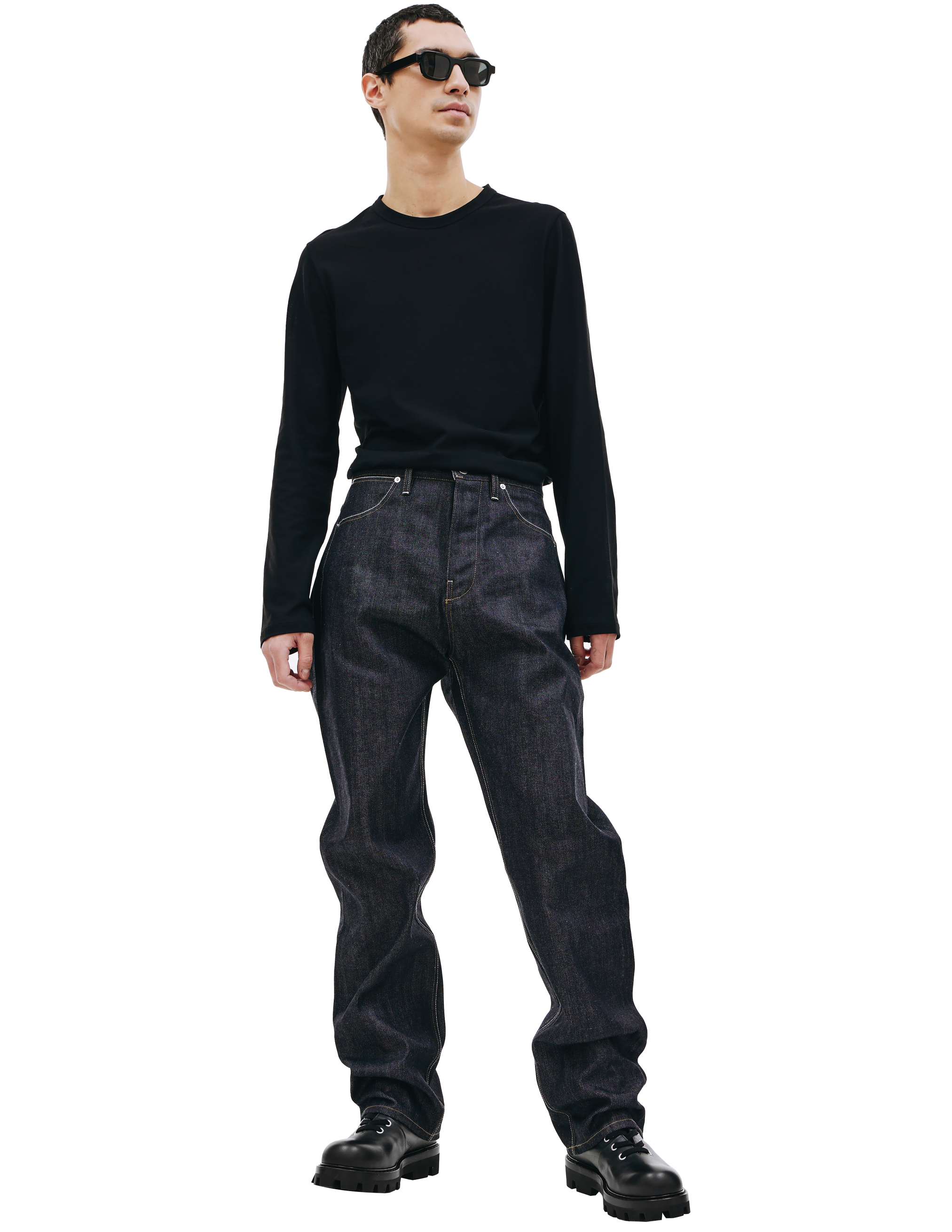Прямые джинсы с патчем Jil Sander J23KA0102/J45041/405/ss24