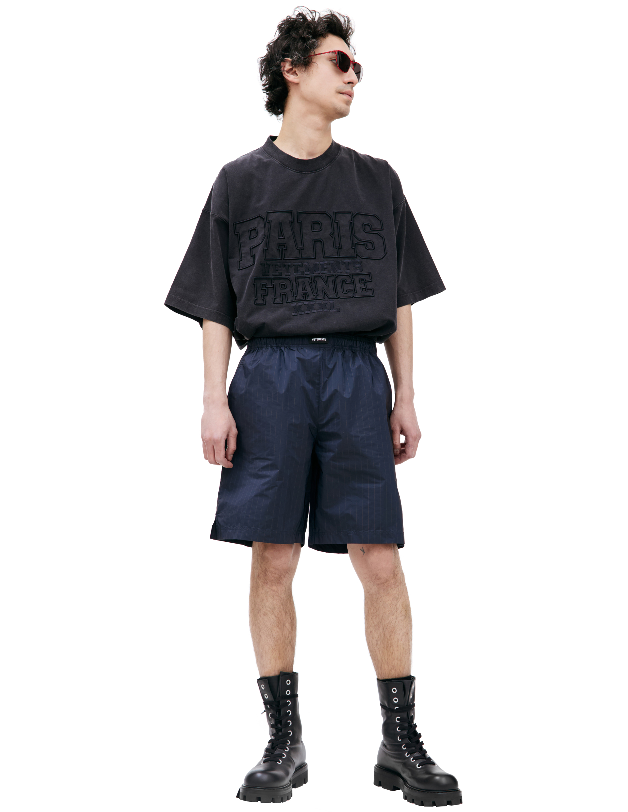 Шорты в полоску с логотипом VETEMENTS UE64SS400BW