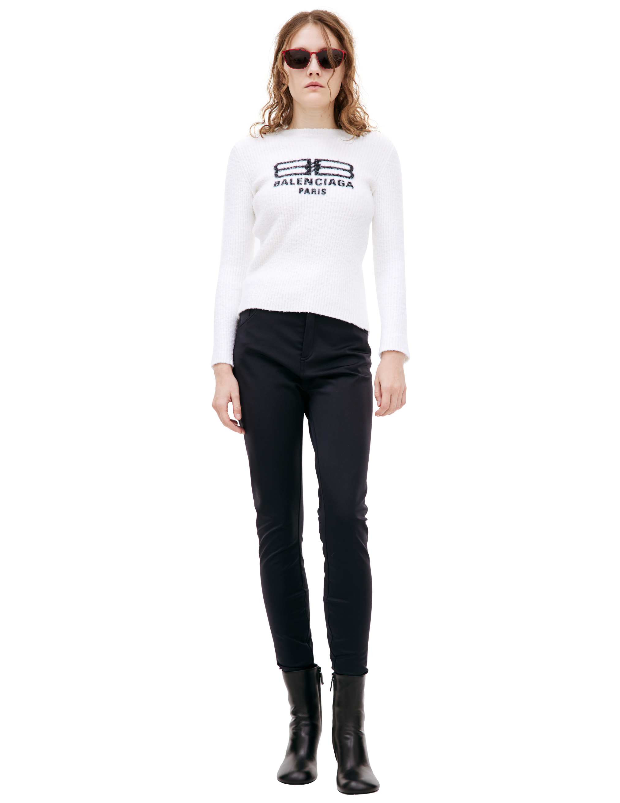 Белый свитер с логотипом Balenciaga 706311/T3250/9040
