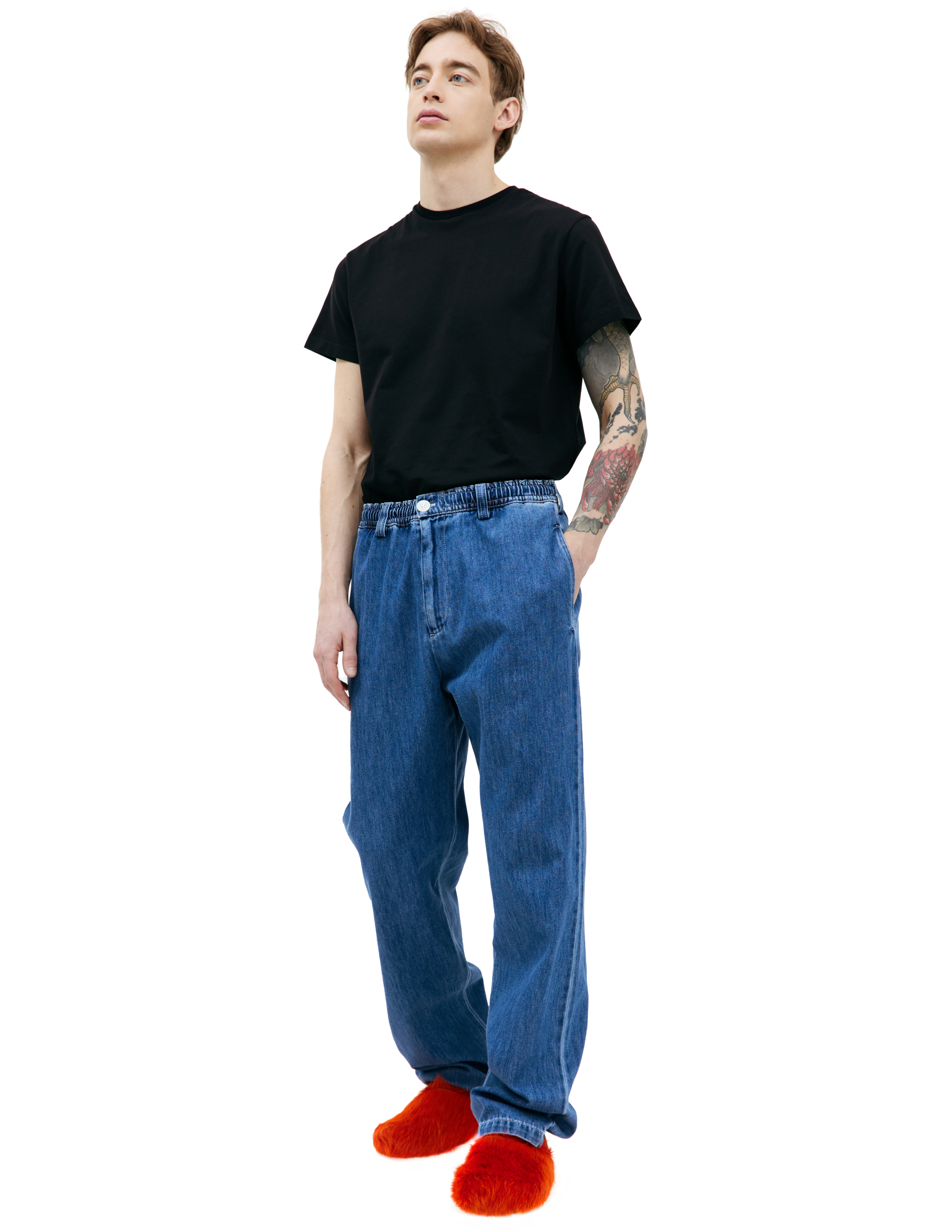 Прямые джинсы на резинке Marni PUJU0075A0/USCV22/SWB64