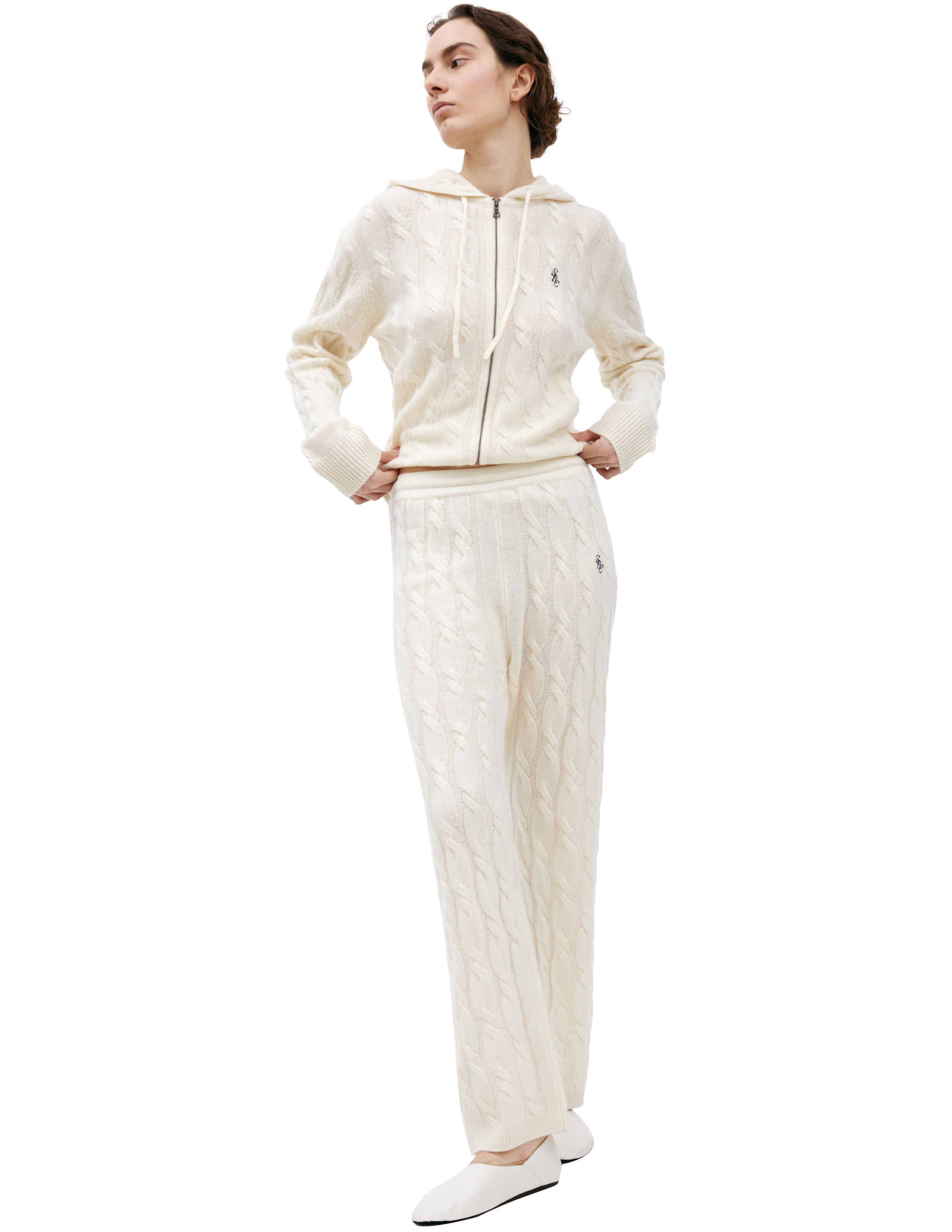 Вязаные брюки из кашемира SPORTY & RICH PA041512302CR01