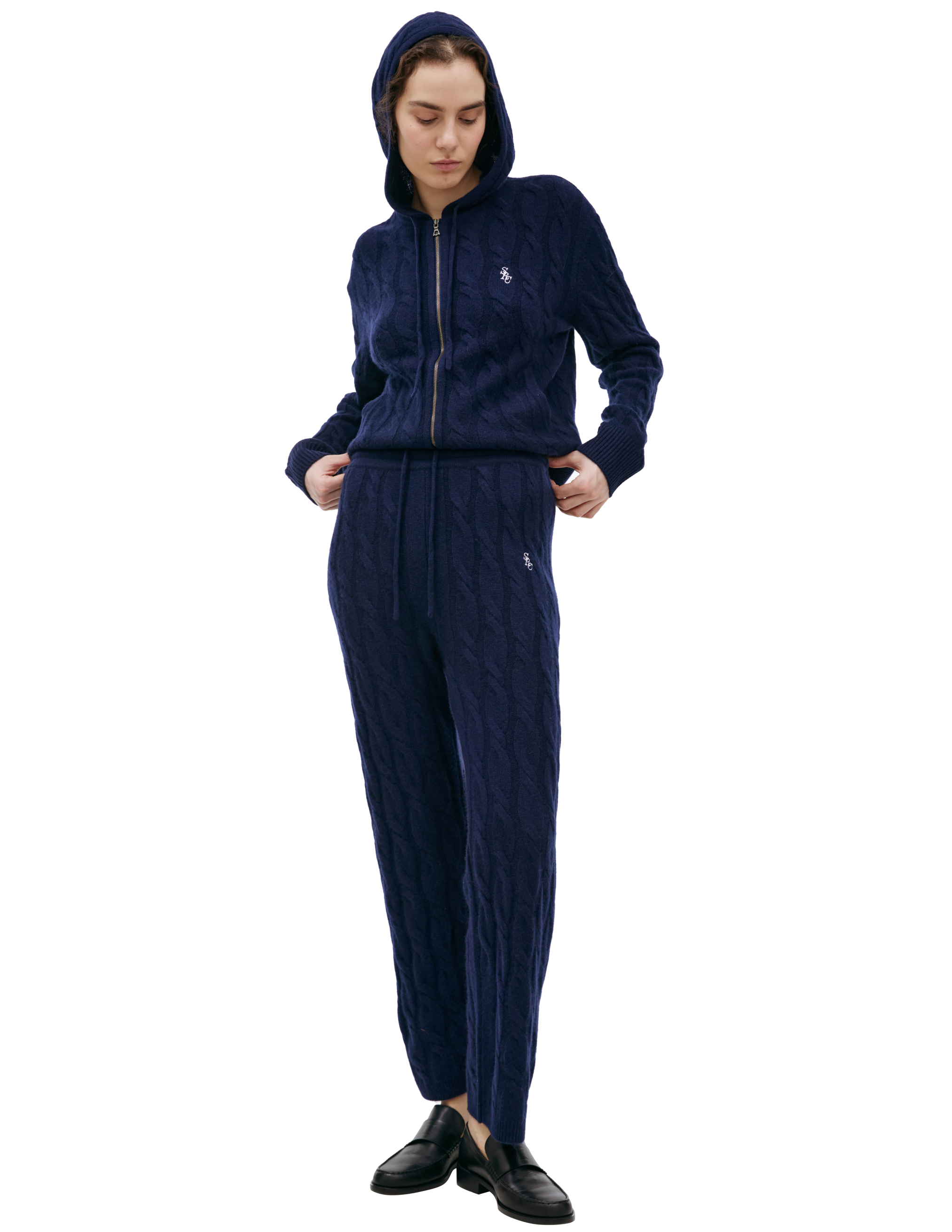 Кашемировые брюки в крупную вязку SPORTY & RICH PA041512302BL32