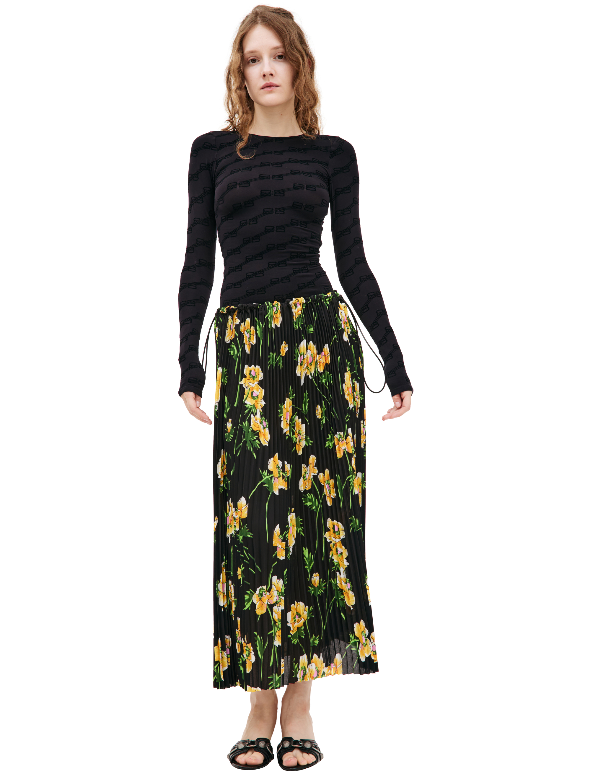 Плиссированная юбка-миди с цветочным принтом Balenciaga 704365/TPL47/1361