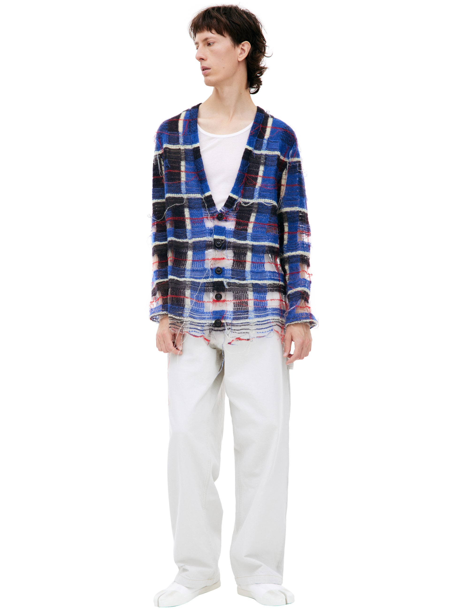 Шерстяной кардиган в клетку Maison Margiela S67HP0001/S18322/001F
