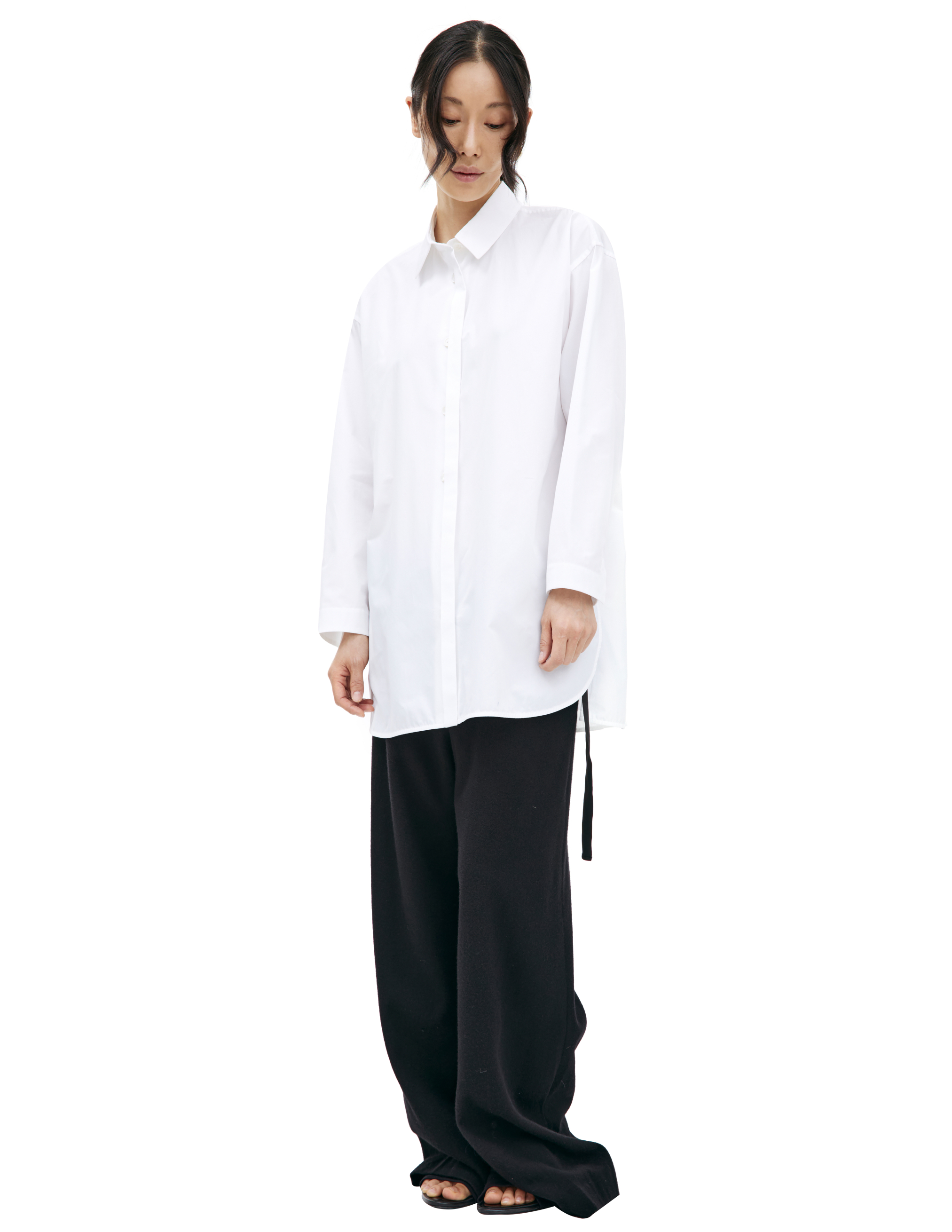 Белая рубашка из хлопка Jil Sander J02DL0122/J45146/100
