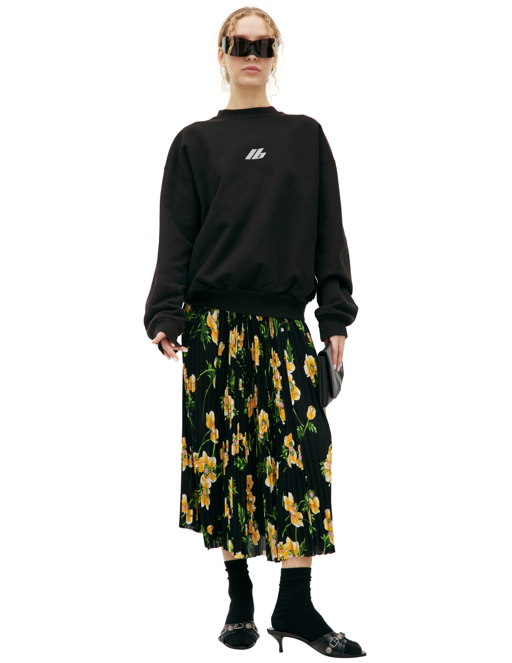 Черный свитшот с логотипом Balenciaga 697869/TQVT8/1083