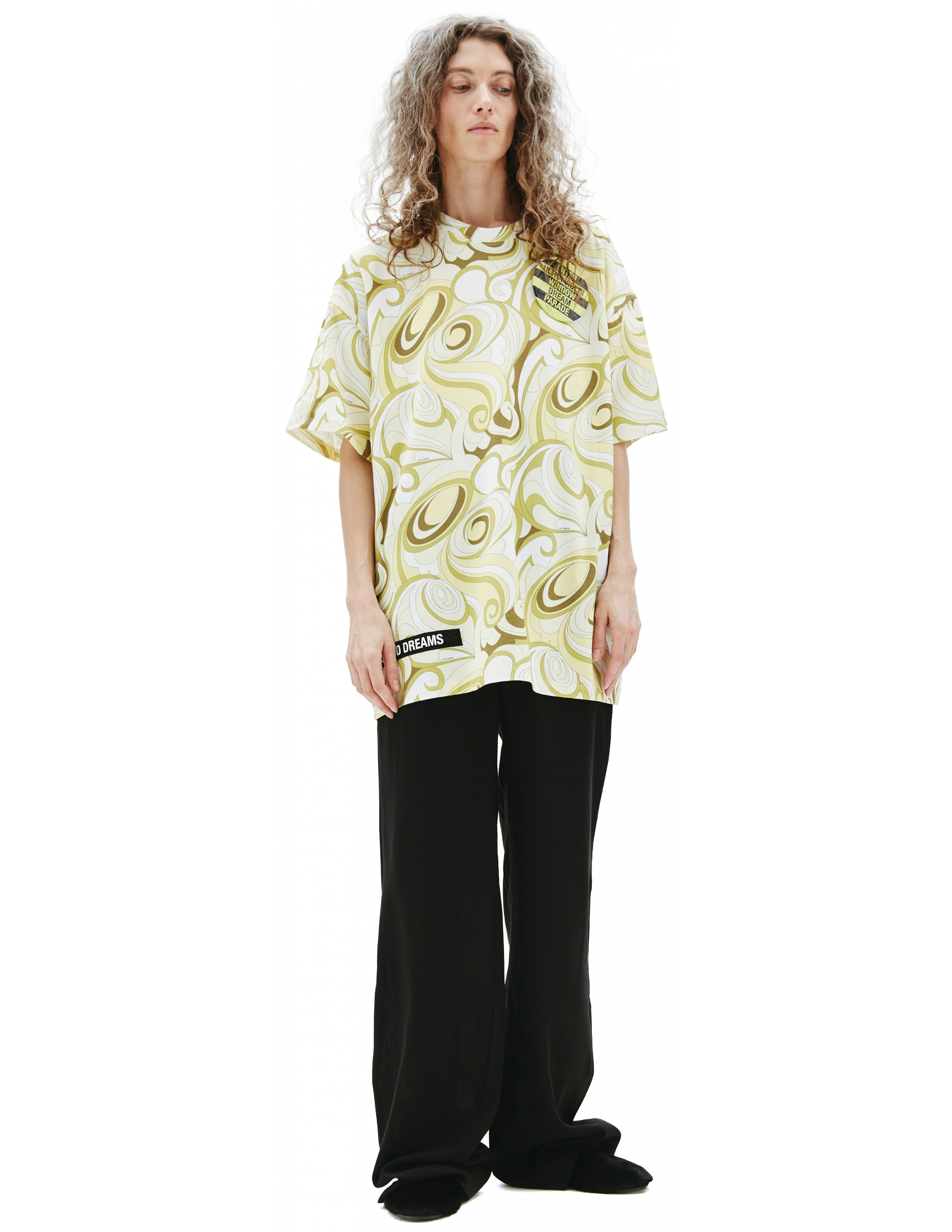 Желтая хлопковая футболка Raf Simons 211-M124-19007-1500