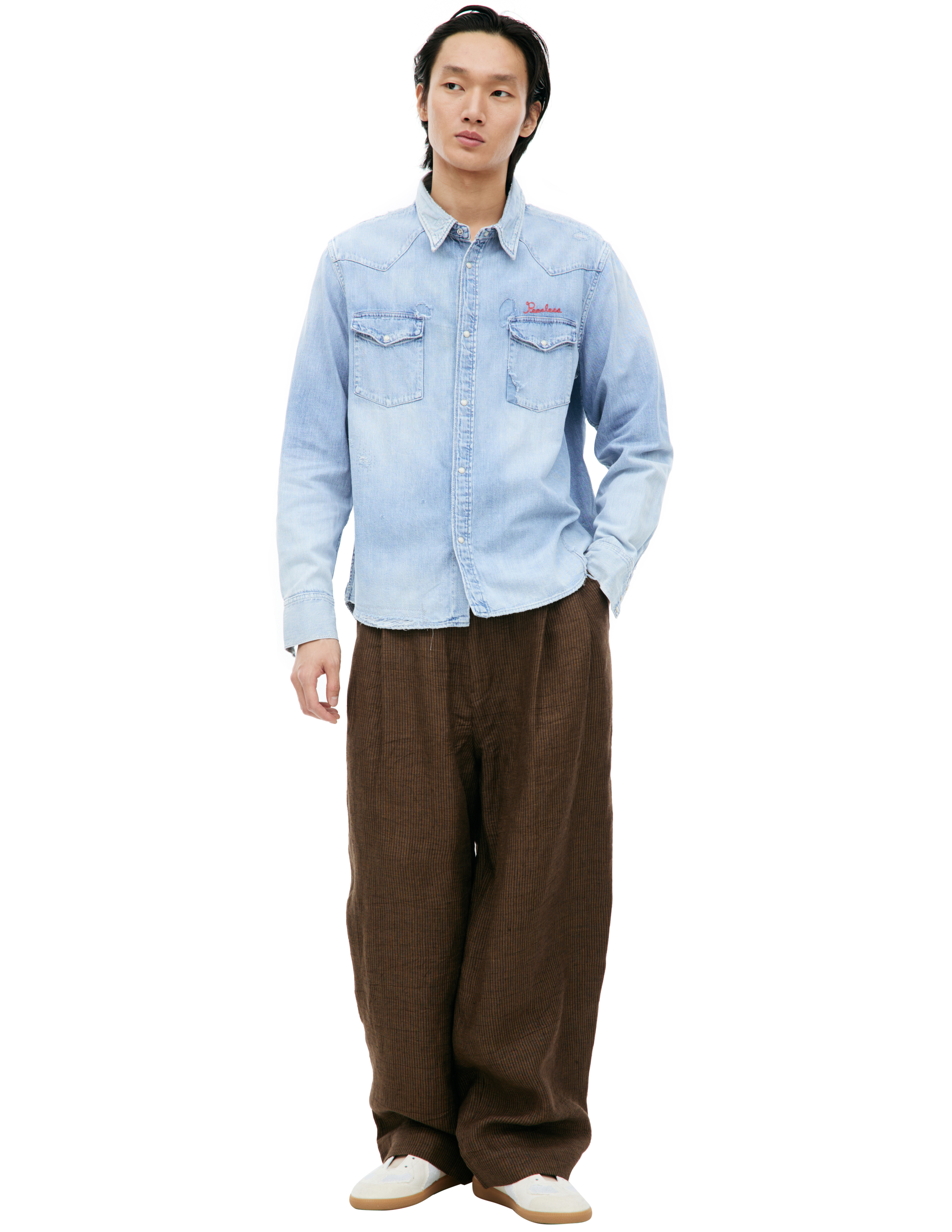 Джинсовая рубашка с логотипом visvim 0124205007002