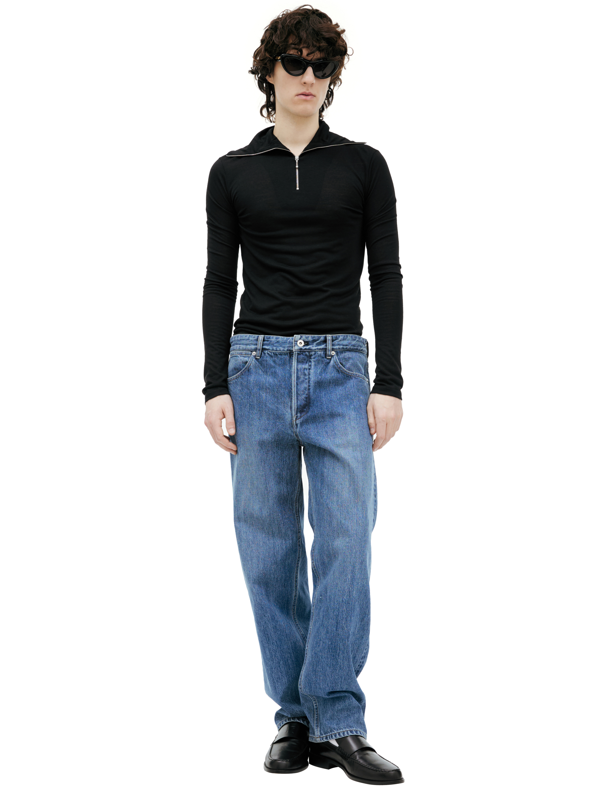 Прямые джинсы с патчем Jil Sander J47KA0248/J45259/445