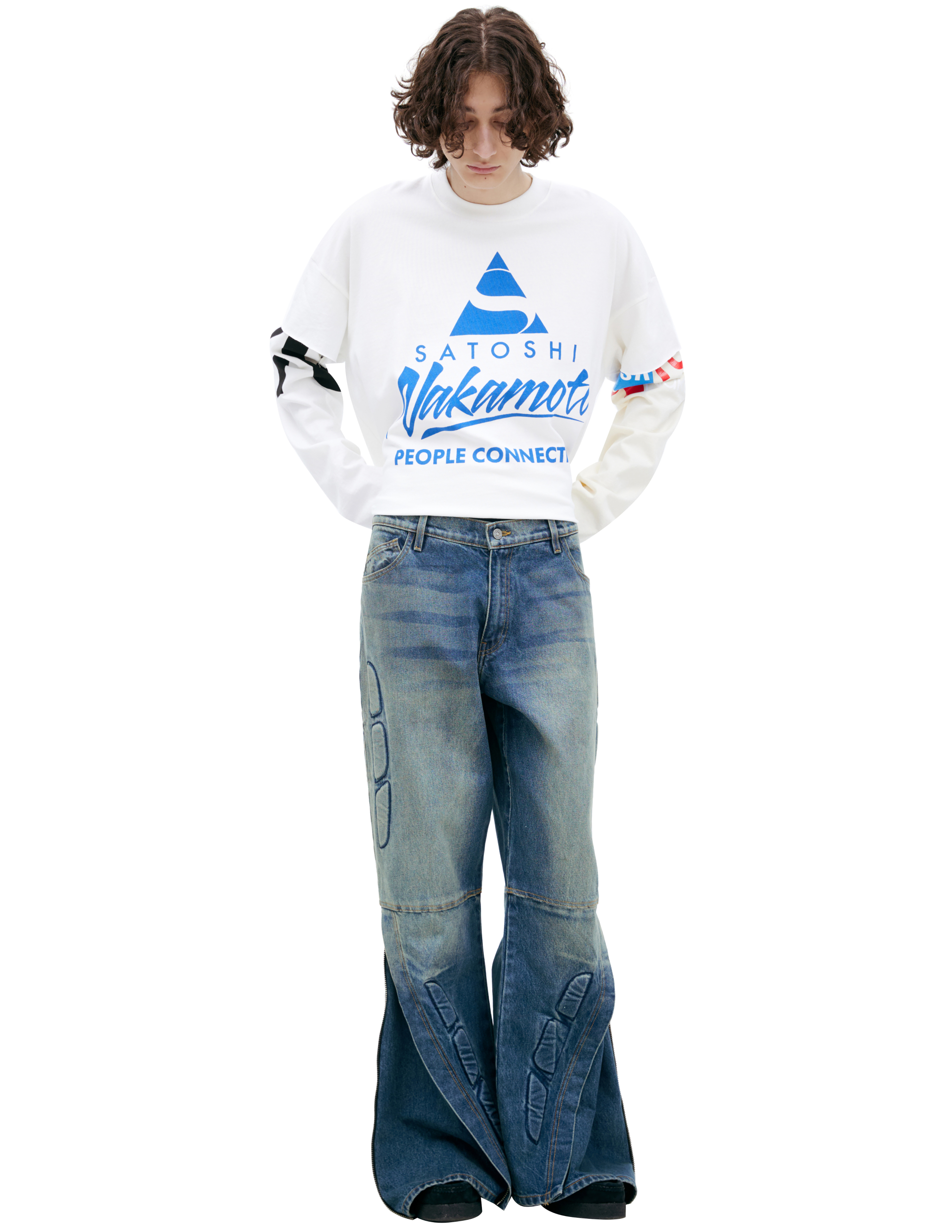 Широкие джинсы с молниями Satoshi Nakamoto FW24PNT012