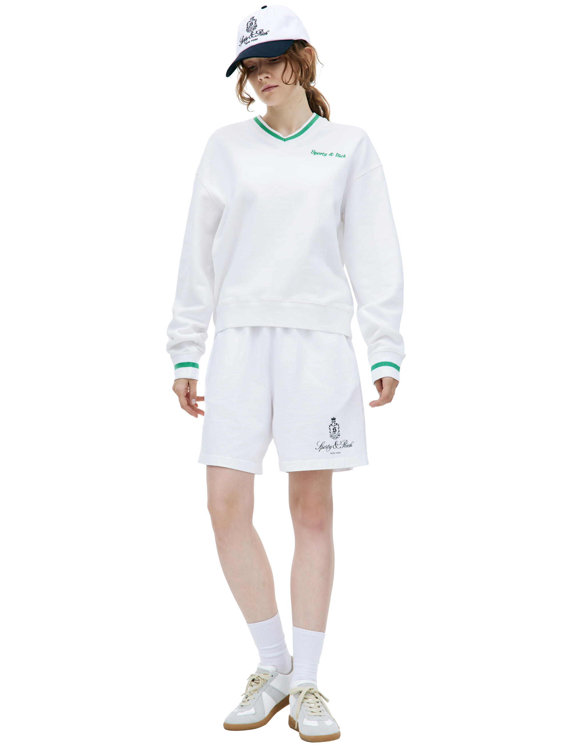 Свитшот Serif с V-вырезом SPORTY & RICH VN851WH