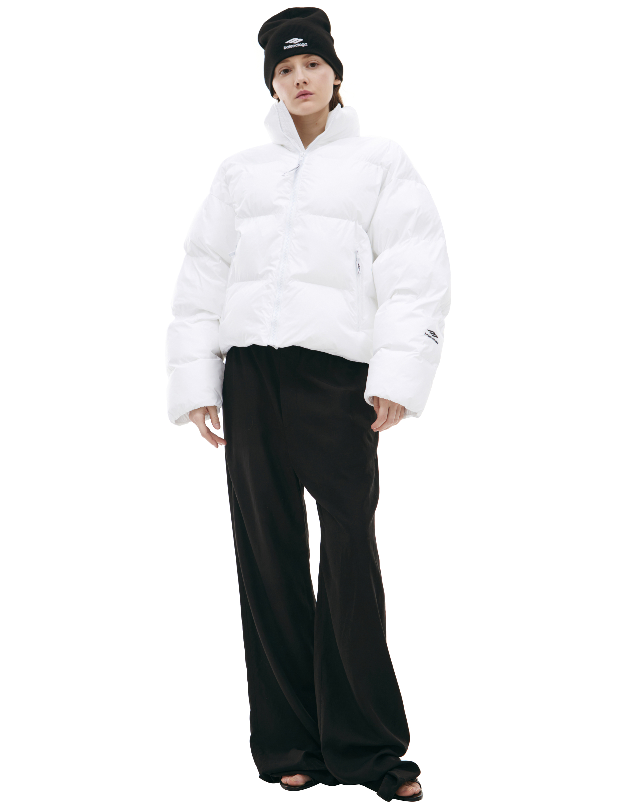 Белый пуховик с логотипом Balenciaga 809489/TNO12/9000