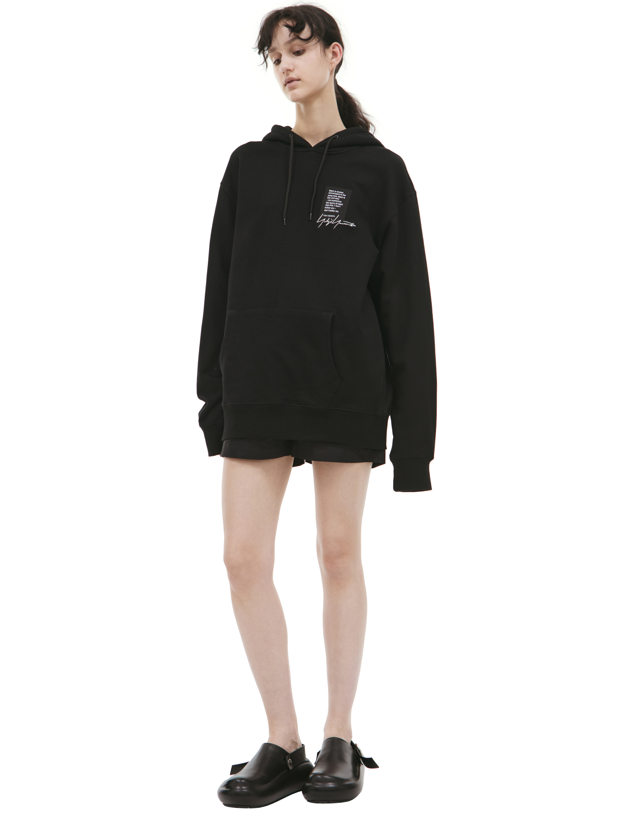 Черное худи с патчем Yohji Yamamoto HE-T94-088-1