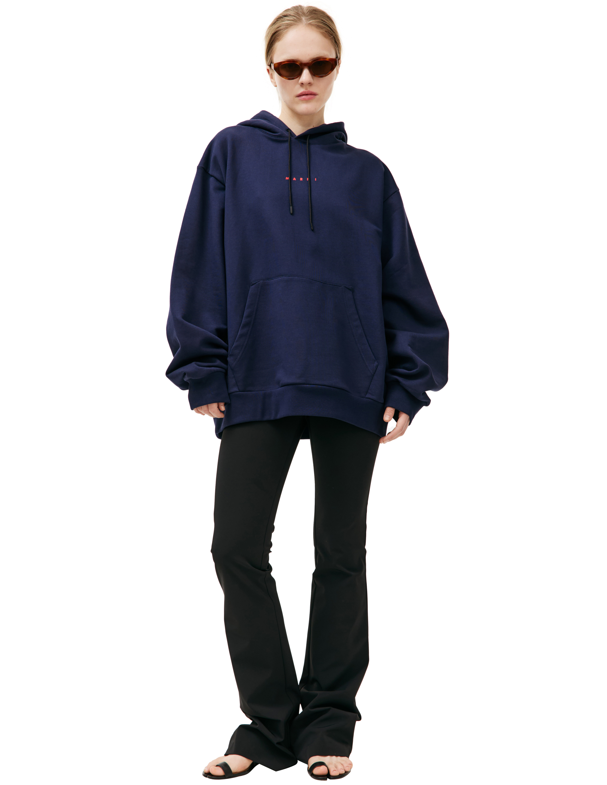 Оверсайз худи с логотипом Marni FUMU0073P8/USCU87/LOB95