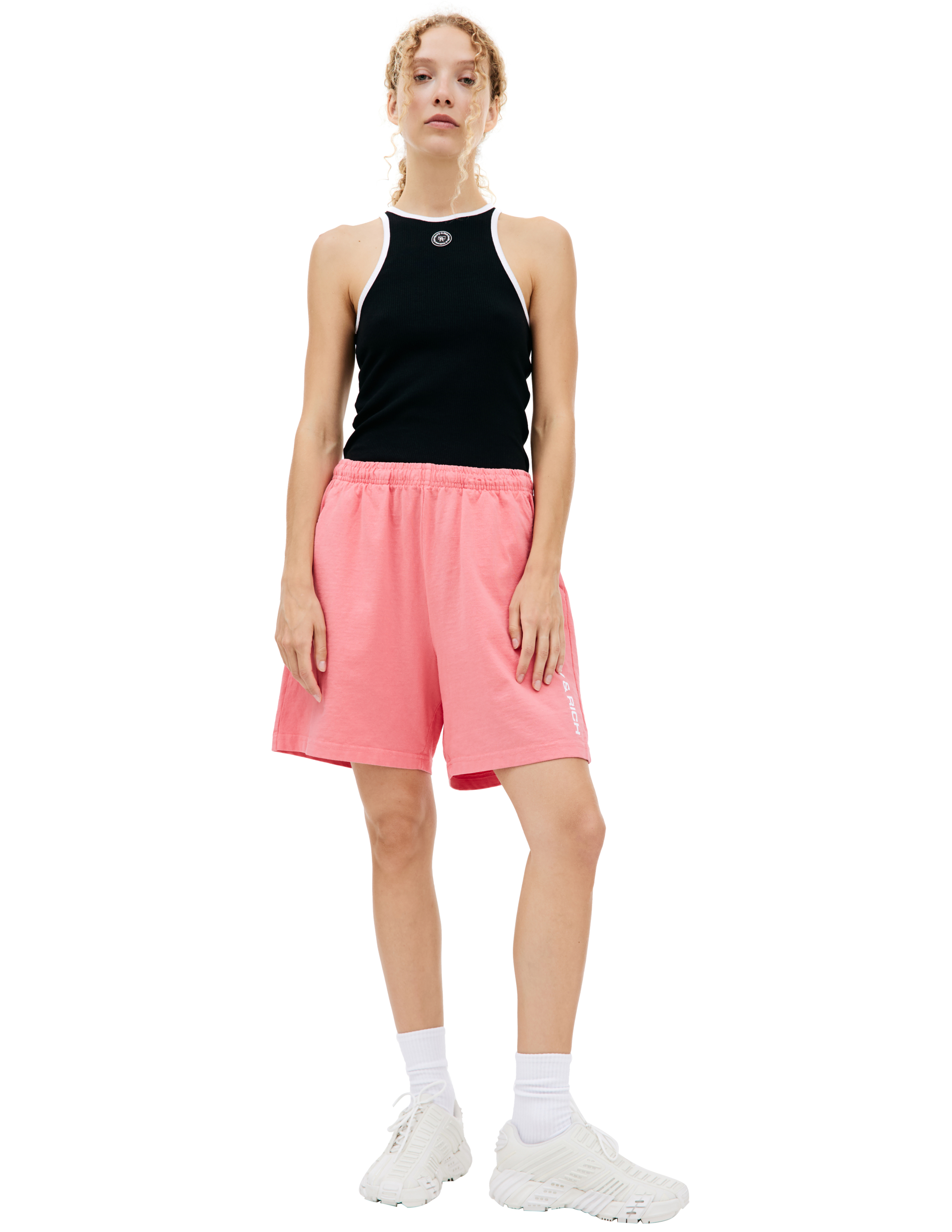 Хлопковые шорты с логотипом SPORTY & RICH SH021S402BC