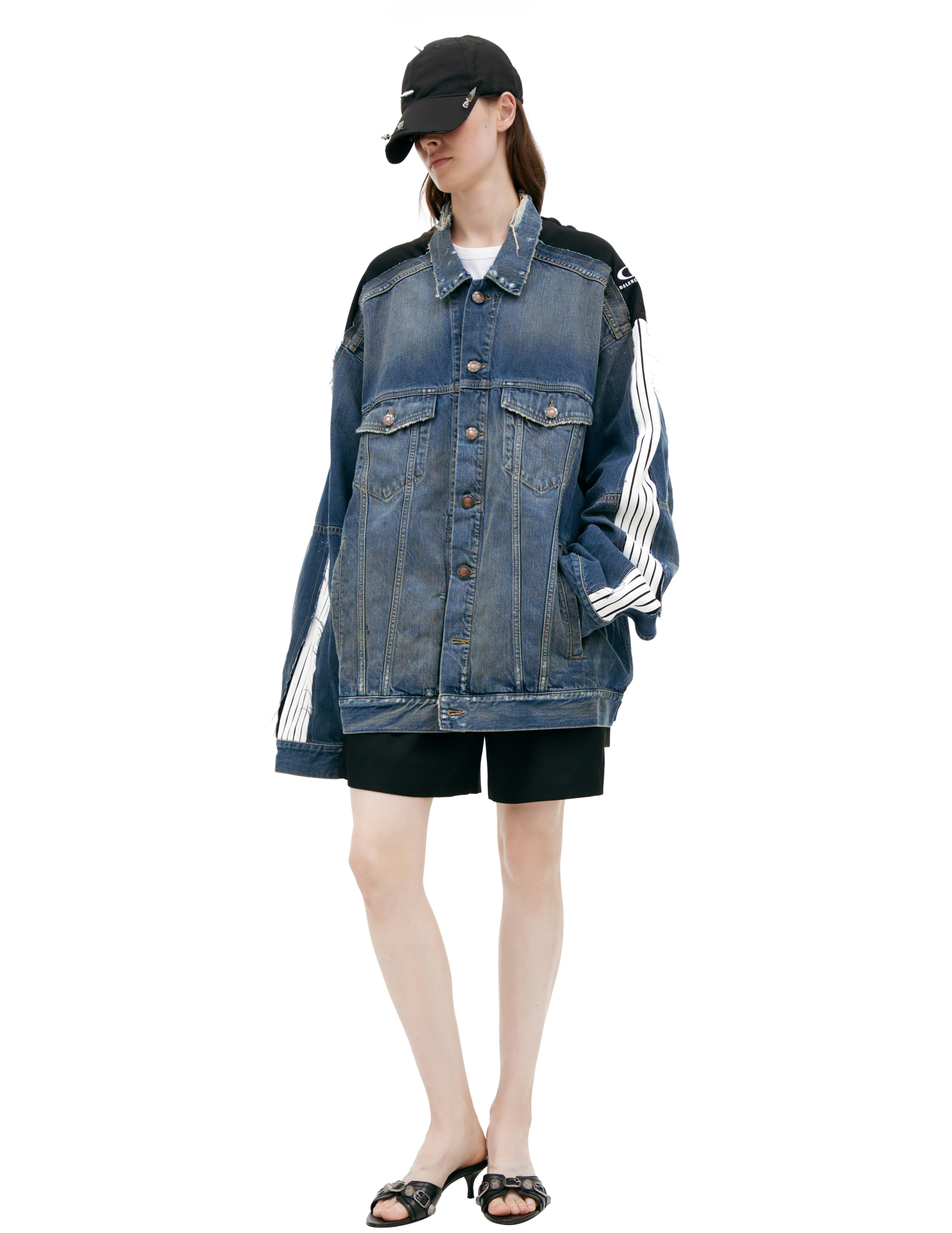 Джинсовая куртка с лампасами Balenciaga 831688/TSW71/4011