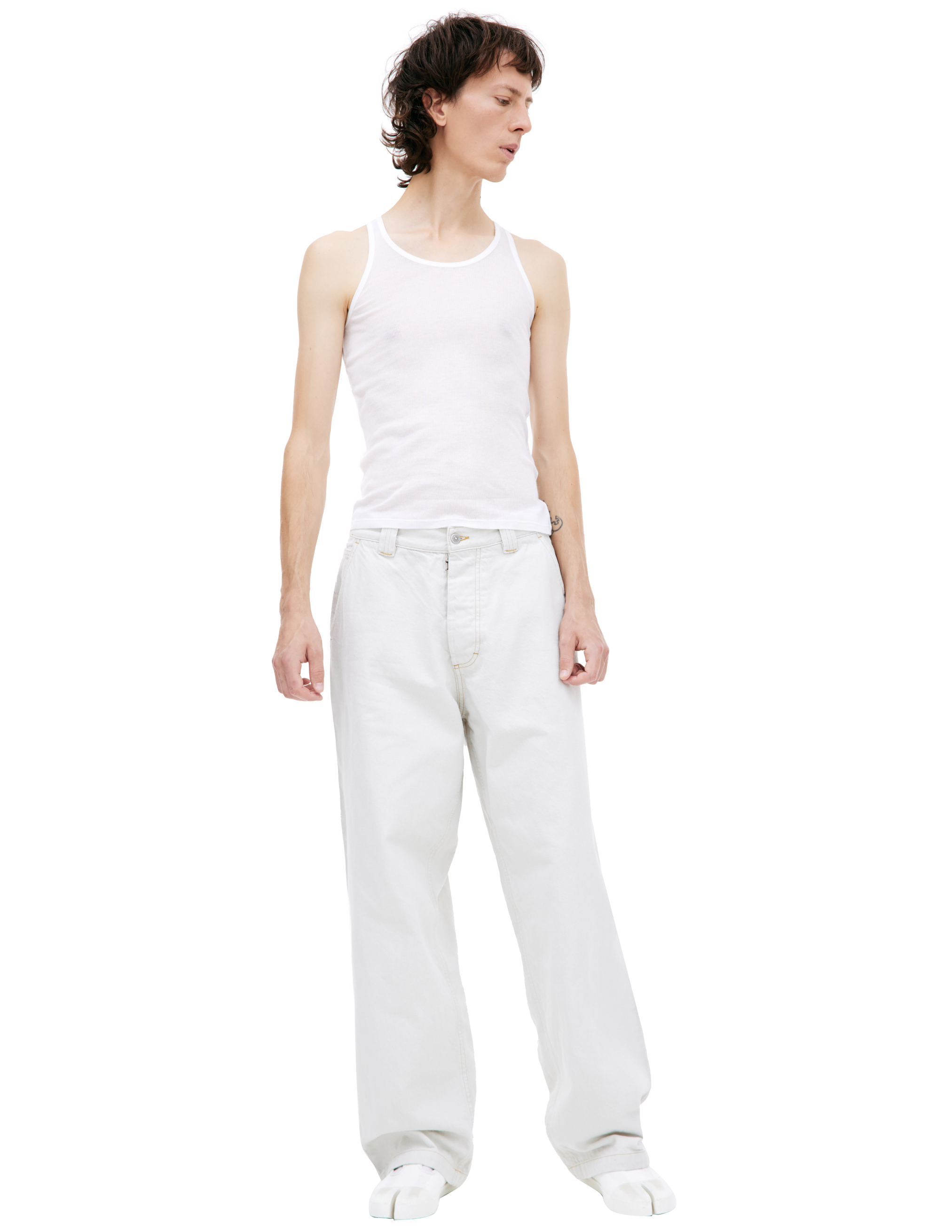 Белые джинсы прямого кроя Maison Margiela S50LA0217/S30857/961