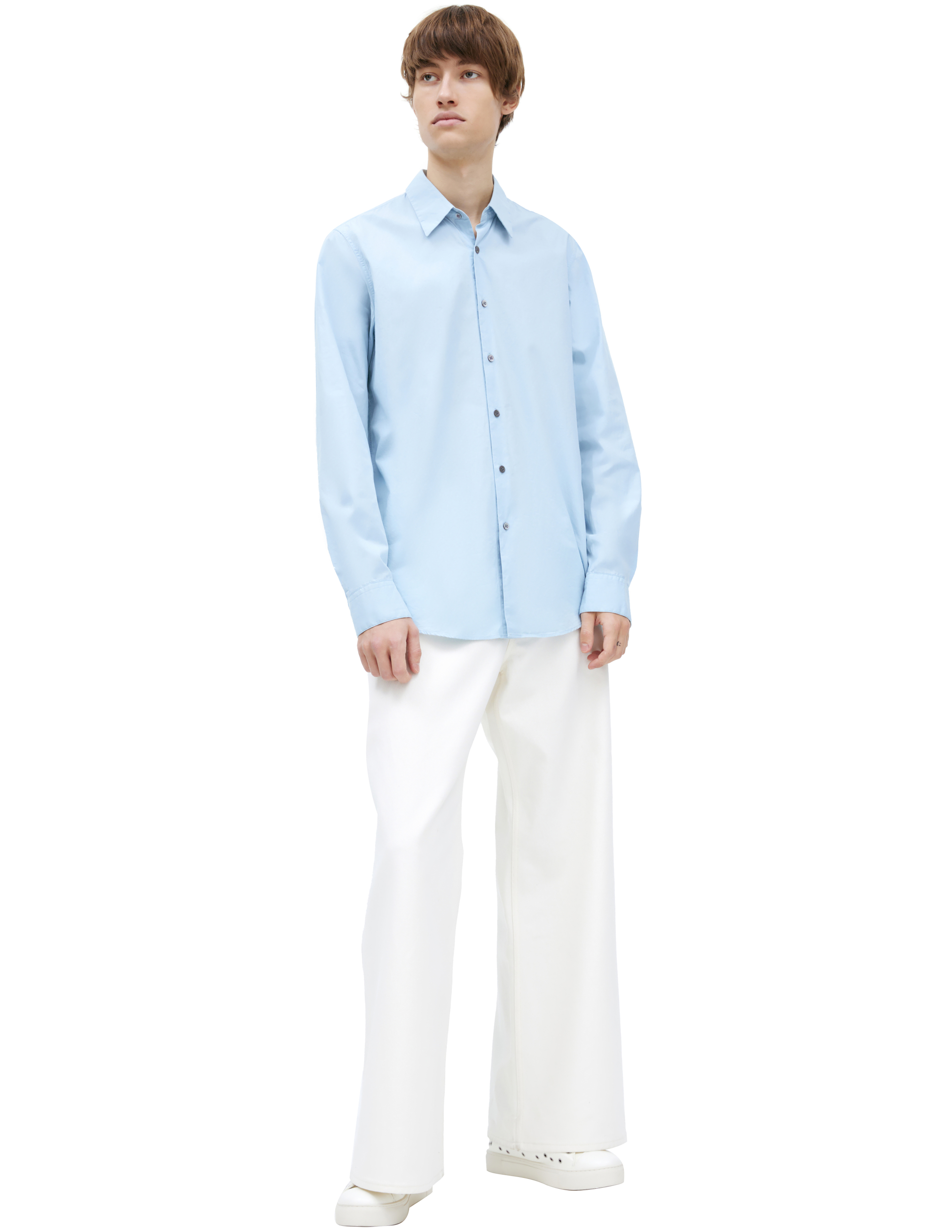 Голубая рубашка из хлопка Dries Van Noten 232-020730-7324-514