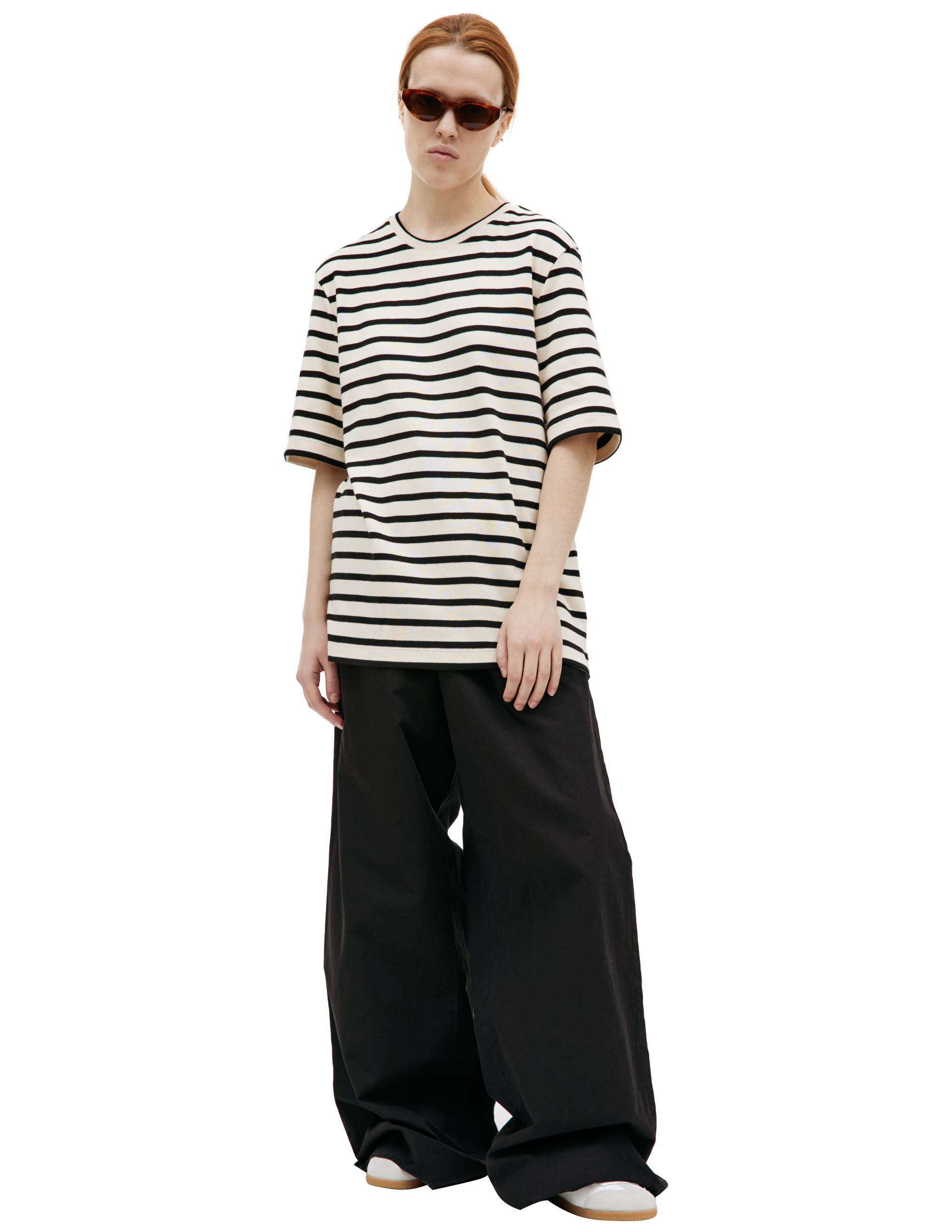 Хлопковая футболка в полоску Jil Sander J47GC0109/J46497/080