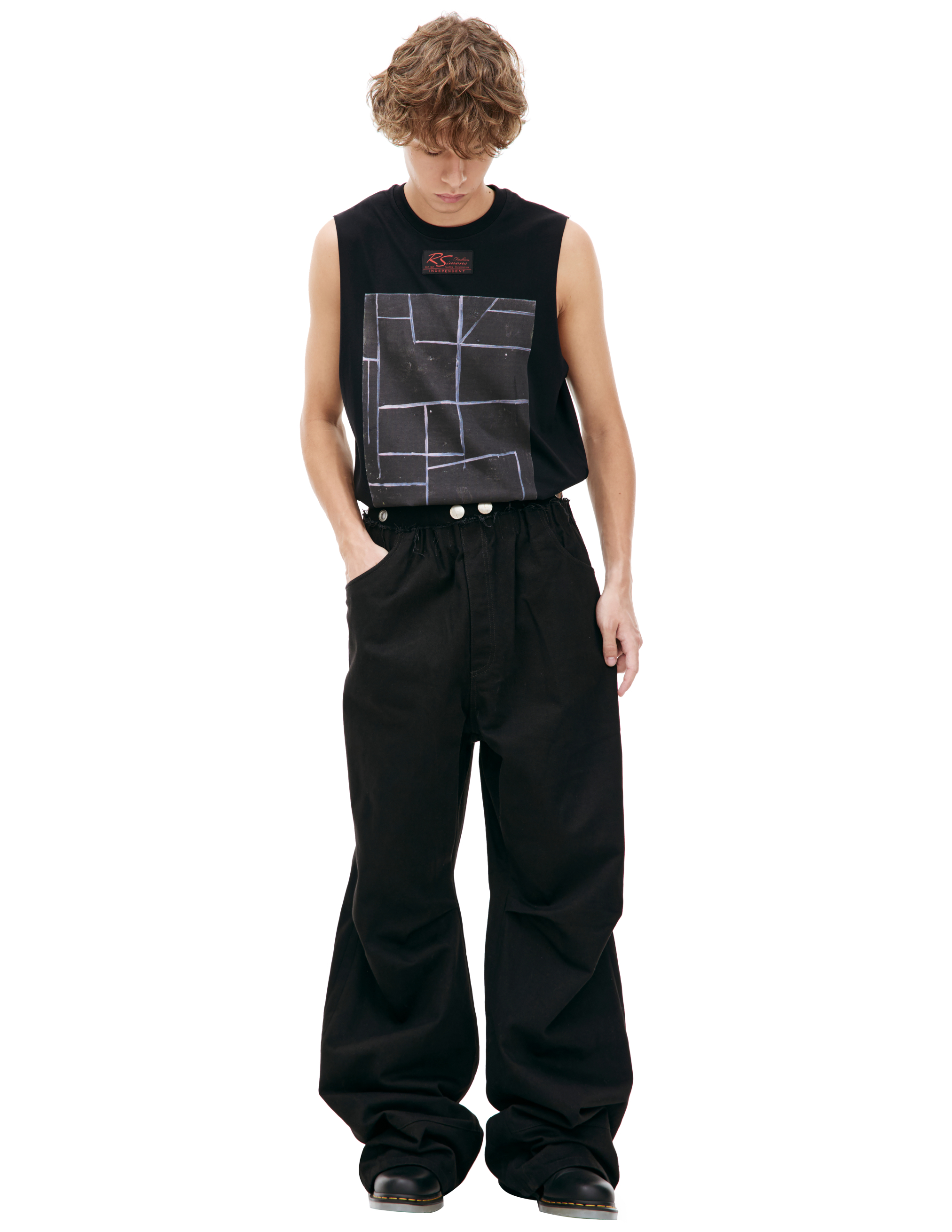 Широкие брюки с заклепками Raf Simons 231-M315C-10032-0099