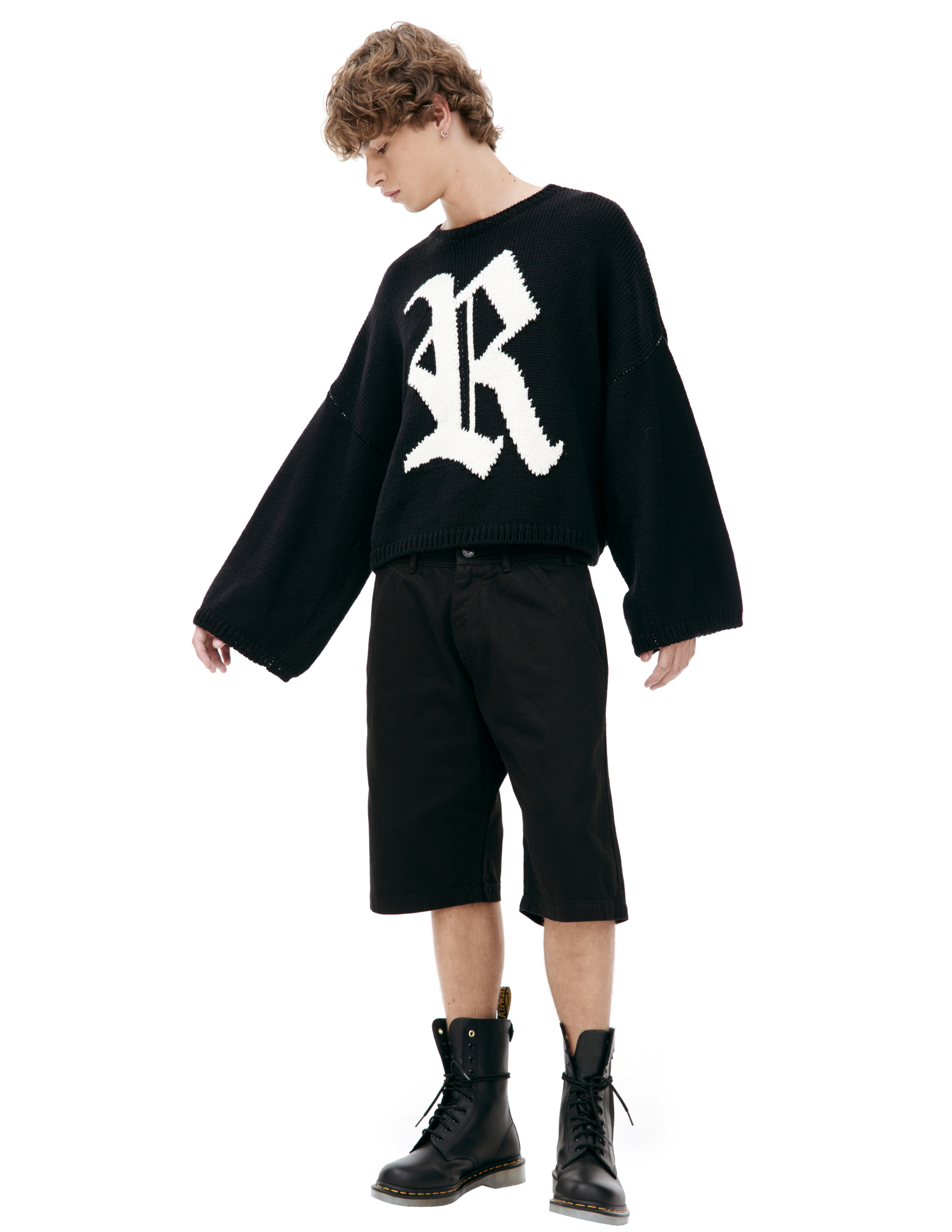 Джинсовые шорты с патчем Raf Simons 231-M331-10032-0099